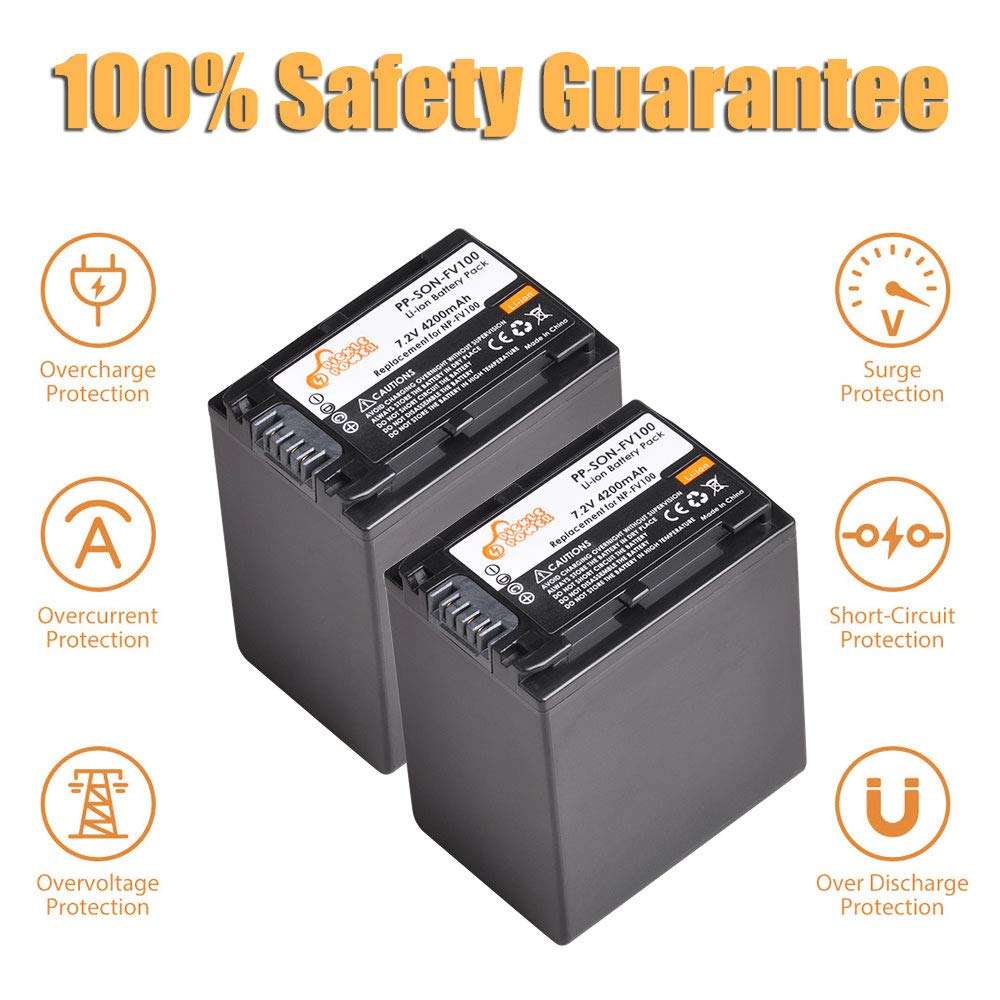 Pickle Power NP-FV100 Battery and Dual Slots USB Charger Compatible with DCR-SR15, SX44, SX45, SX63, SX65, SX83, SX85, FDR-AX100, HDR-CX105, CX350V, CX360V, CX550V, CX560V, CX700V, PJ10, PJ30, PJ50 3