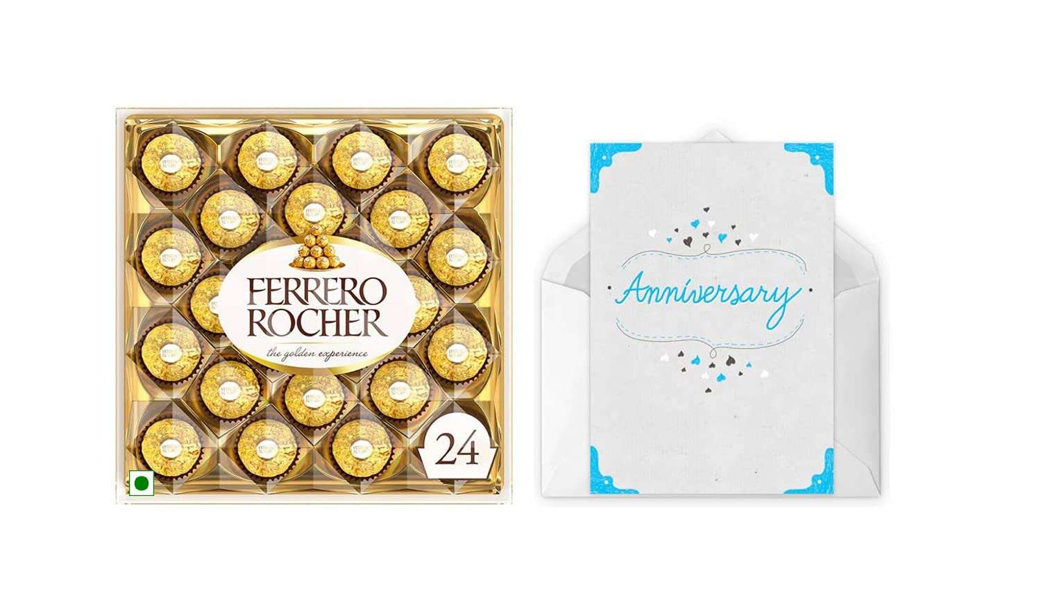 Vending India X Ferrero Rocher Anniversary Gift Combo - Ferrero Rocher T24 with a Personalised / Customised Greeting Card - Happy Anniversary To Couple (On Your Special Day) 1