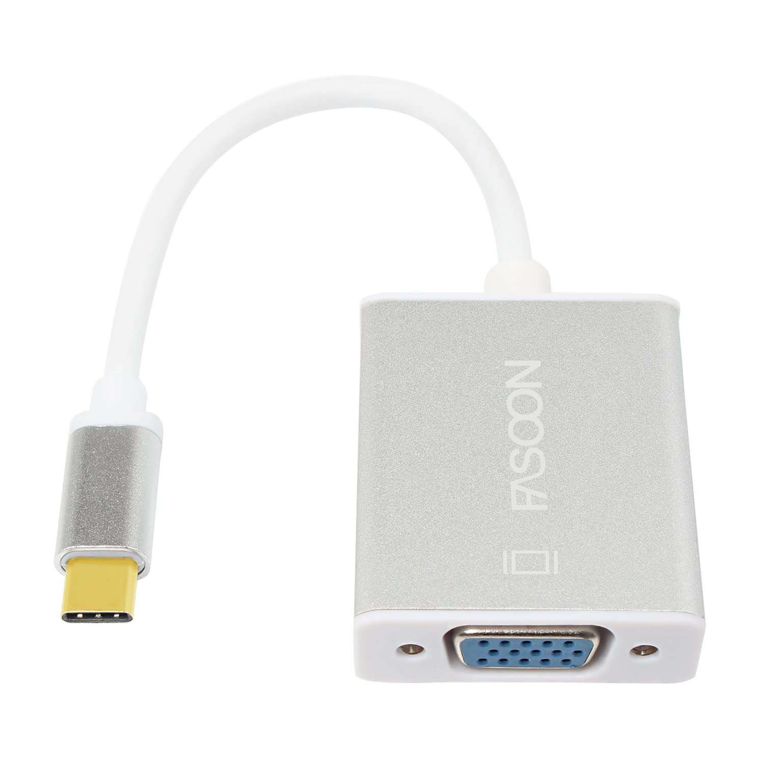 Ubersweet® Gold-Plated 1080p USB C to Vga Adapter, USB 3.1 Type C (Thunderbolt 3 Compatible) to Vga Adapter/Converter 2016 2017/ Pro/Chromebook Pixel/Galaxy S8/S8 Plus Etc (Silver) 3