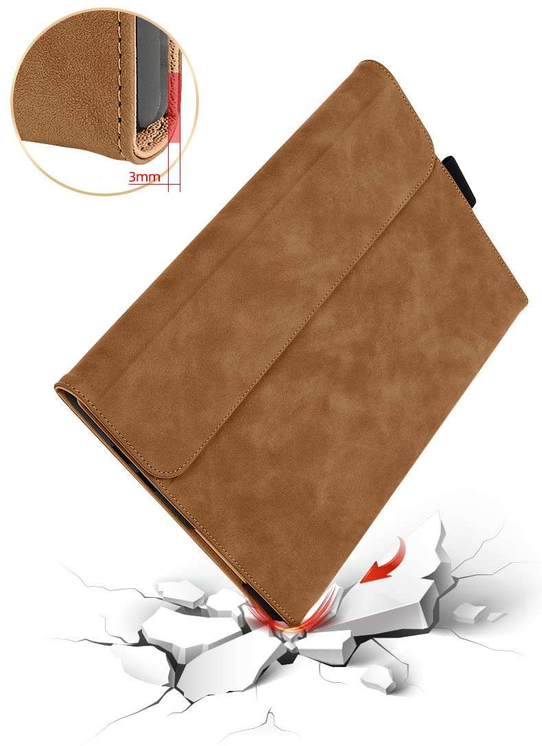Swook Case for Surface pro 8 13 inch Case Cover, with Stylus Holder, Multiple Angle Slim Cover, Compatible with Type Cover Keyboard (Surface Pro 8, Brown) 4