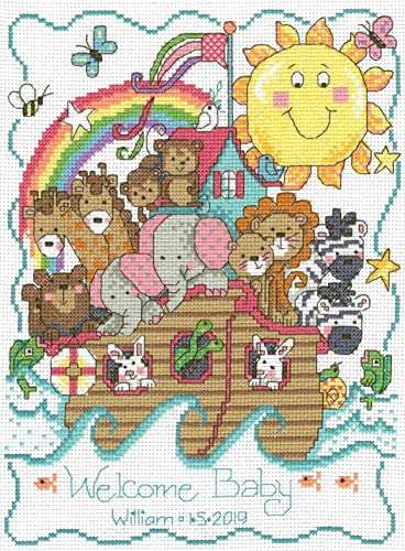 Imaginating Cross Stitch, Noah's Ark Birth Announcement (14 Count) 2