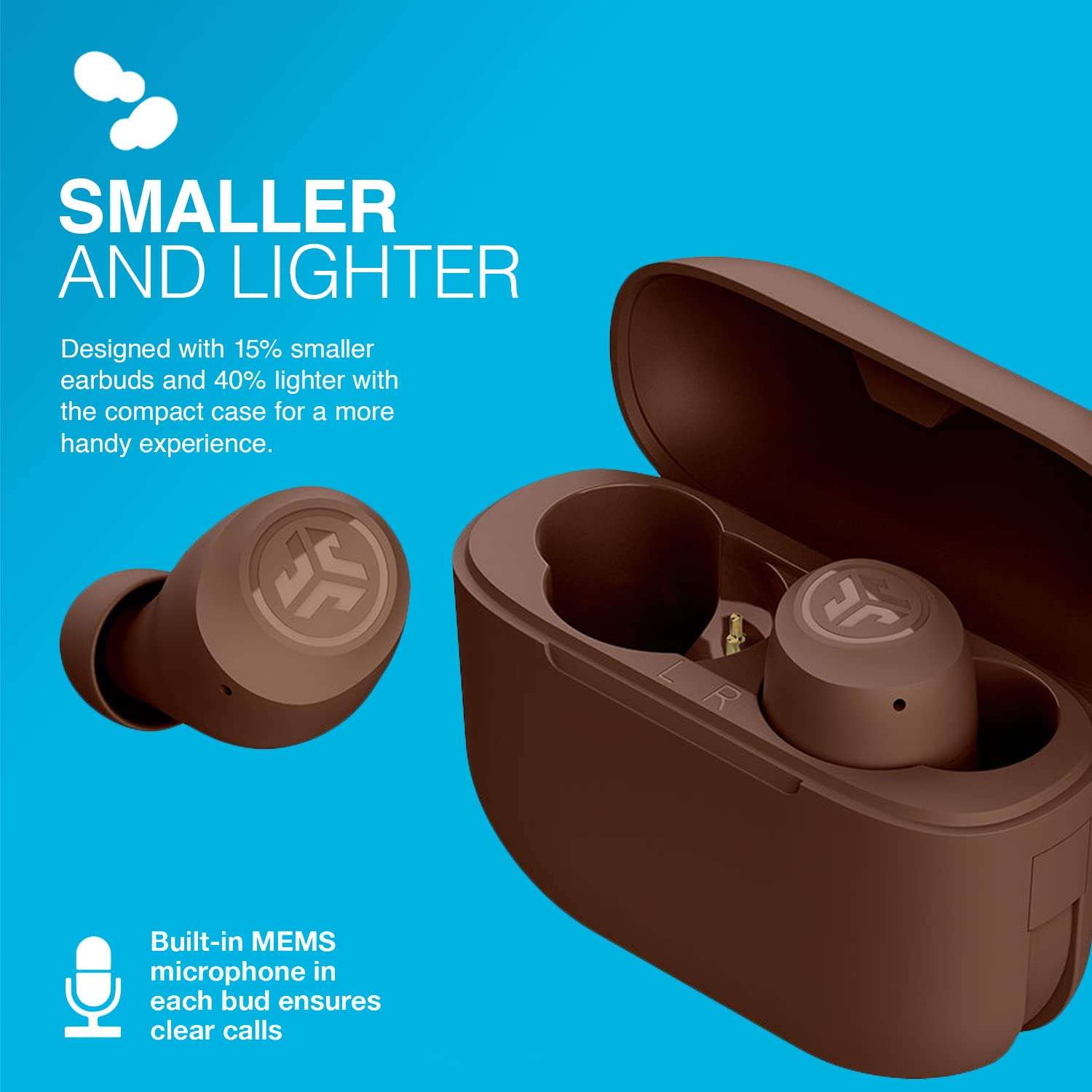 JLab Go Air Tones True Wireless Earbuds Designed with Auto On and Connect, Touch Controls, 32+ Hours Bluetooth Playtime, EQ3 Sound, and Dual Connect, Natural Earthtone Color (4625 W) 4