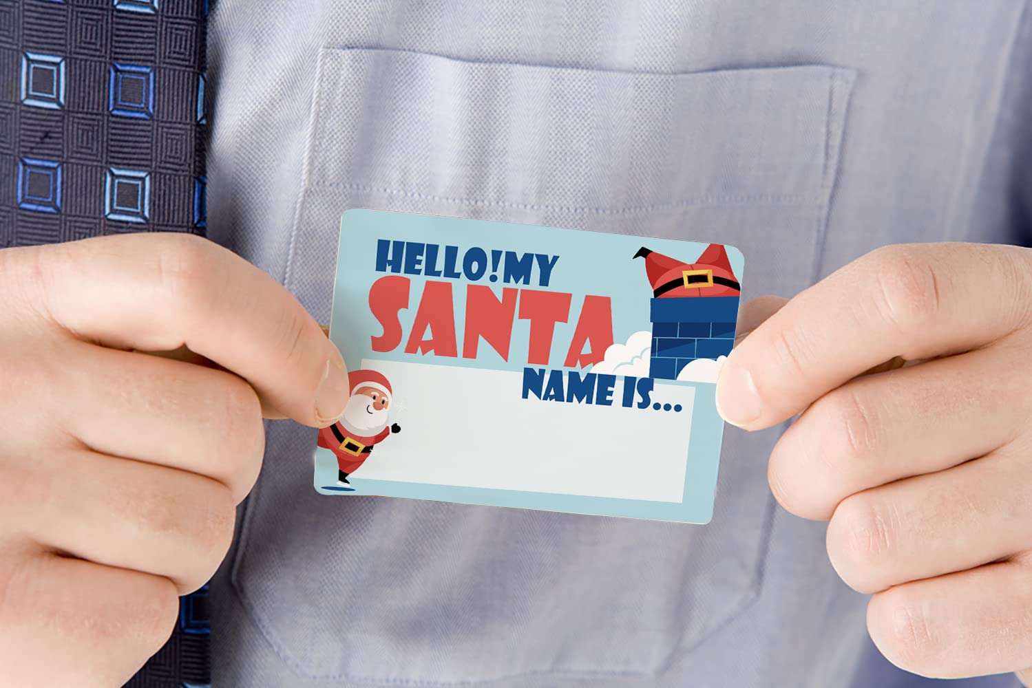 What's Your Santa Name Game, 1 Santa Theme Sign and 50 Name Tag Stickers, Christmas Party Games, Birthday Game for Kids and Adult Parties, Activity Game for Office or Class | JRKP055L 4
