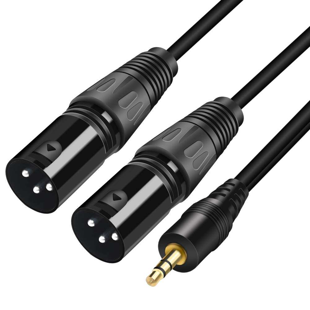 Yeung Qee 3.5mm TRS Stereo Male to Dual XLR Male Splitter Patch Cable,3.5mm (1/8Inch) to 2 XLR Male Y Splitter Unbalanced Interconnect Cable (3.5mm to 2 XLR Male,15ft) 5