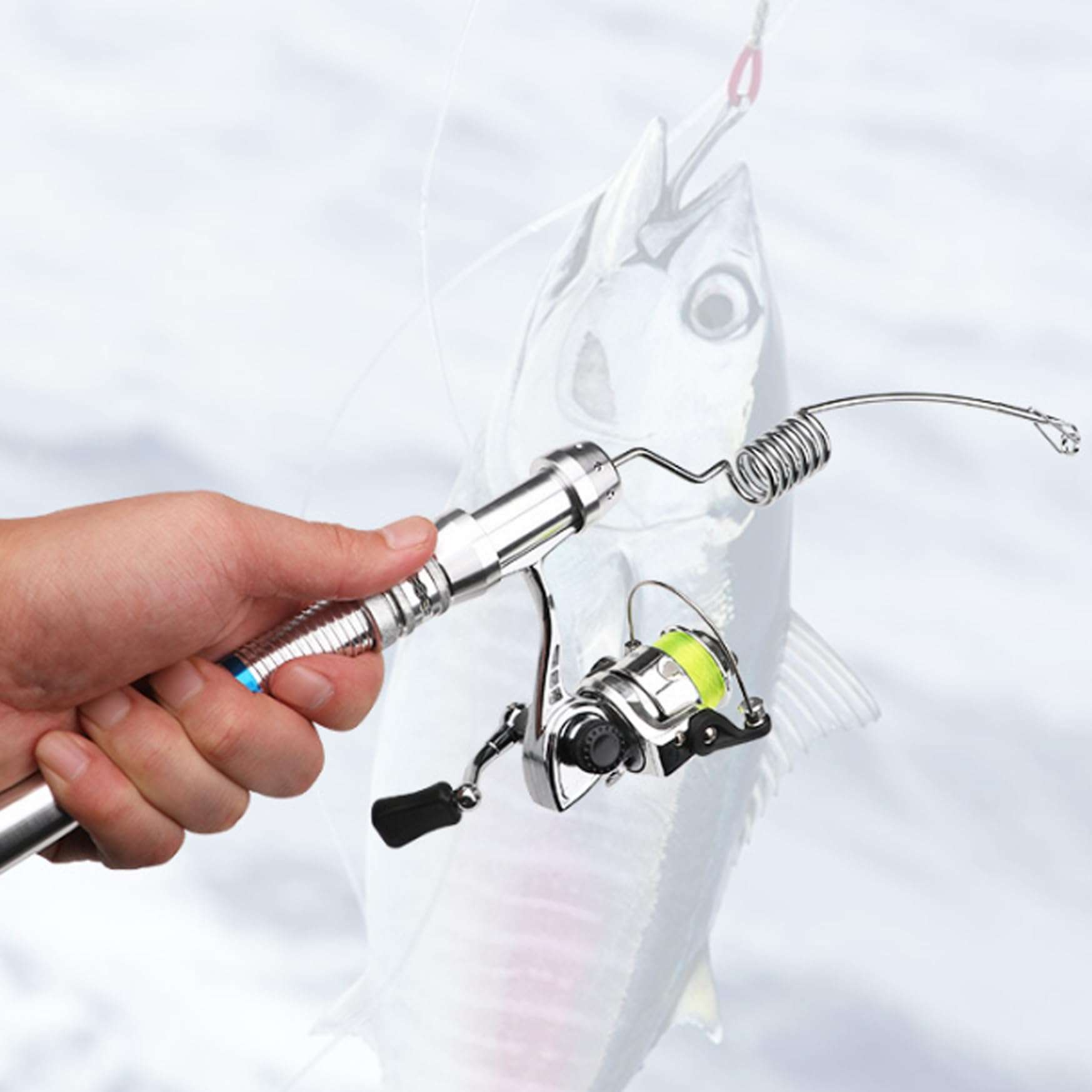 Yaoliucp Mini Fishing Rod Lightweight Portable All-Metal Elastic Mini Fishing Rod and Reel Rust-Resistant Non-Slip Pocket Fishing Rod for River Lake Ice Fishing, Mini Fishing Rod 6