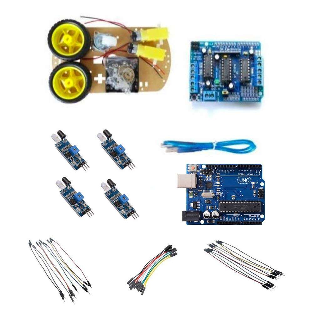 Robocraze DIY Line follower kit using UNO board compatible with Arduino, L293D Shield and IR Sensors | Step by Step Video 1