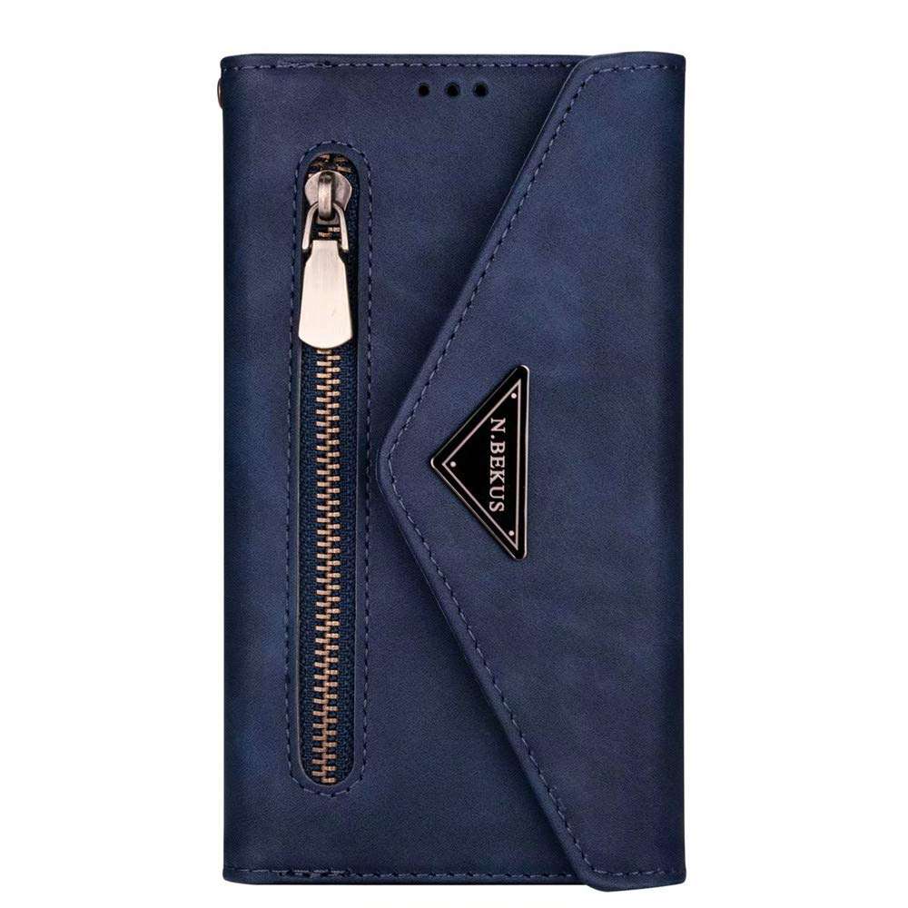 IVY Multi-Function Fashion Zipper Bag Wallet Case for Samsung Galaxy S20 FE [Wrist & Bag Strap][Kickstand Flip Case] - Blue 1
