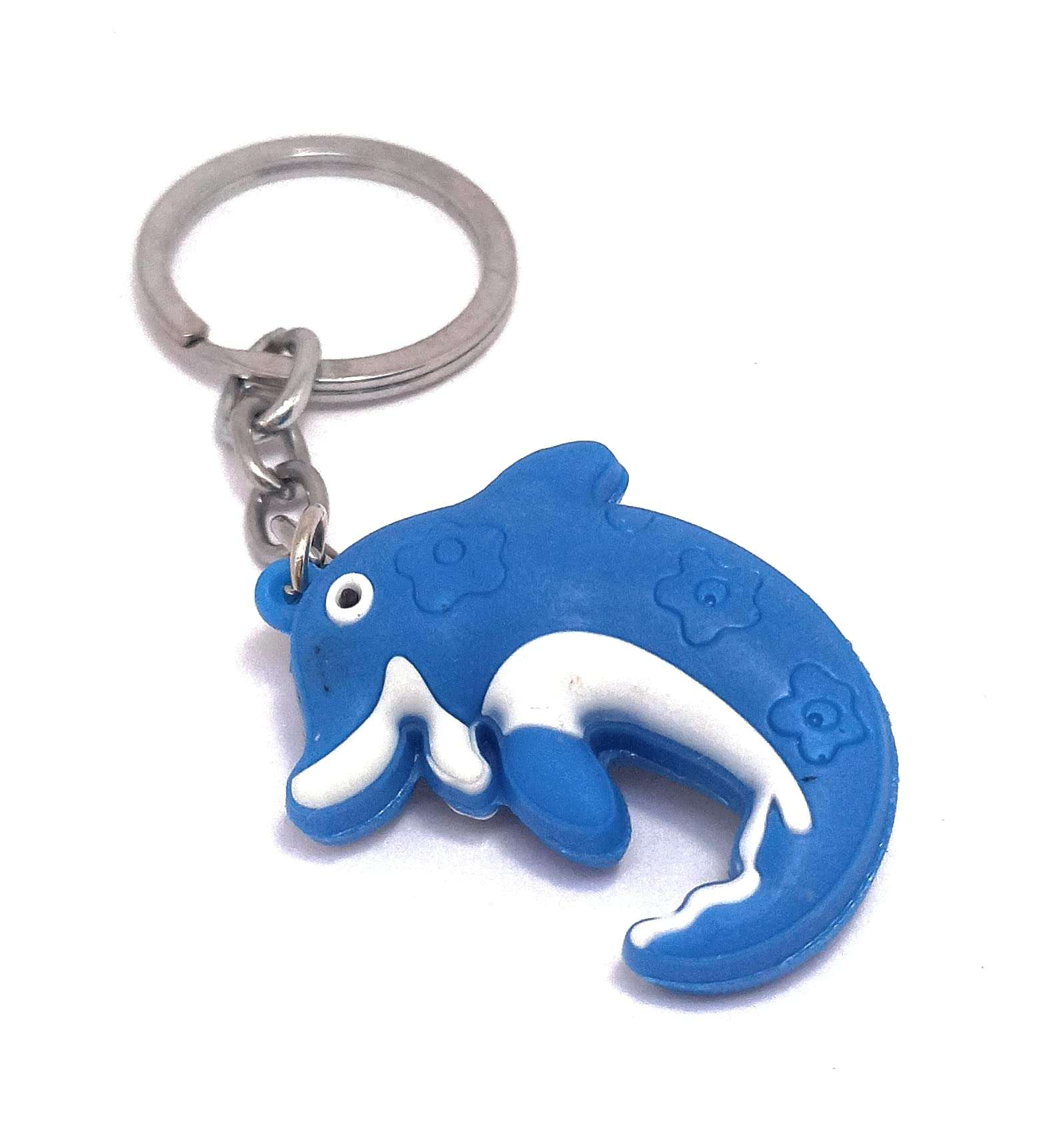 Dolphin Rubber Figure Blue Keychain Set of 2 5