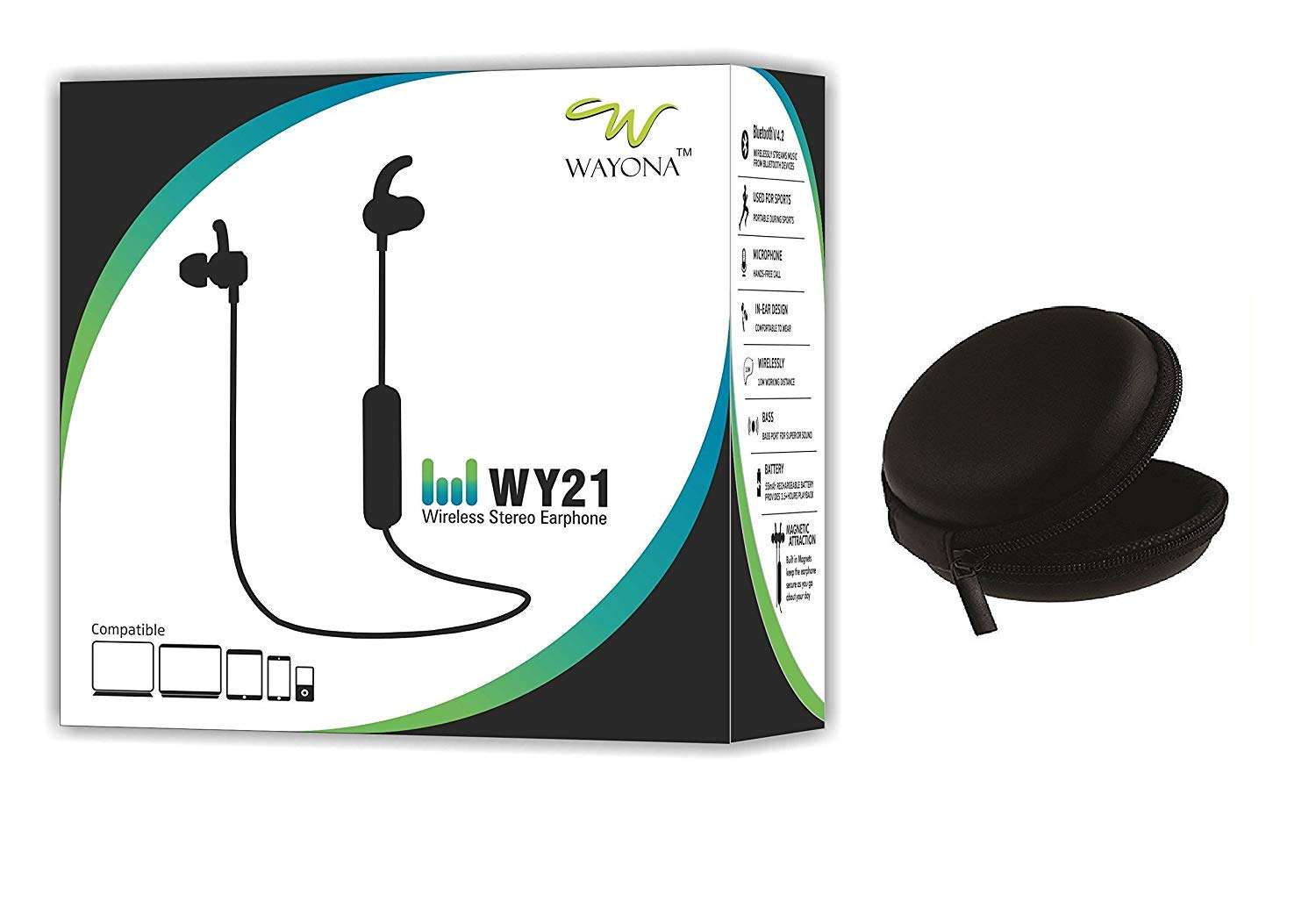 Wayona WY21 Wireless Bluetooth - 4.2 Stereo Sports Earphones for Gym,Running,Workout with Built-in Mic (Behind neck, Blue) 6