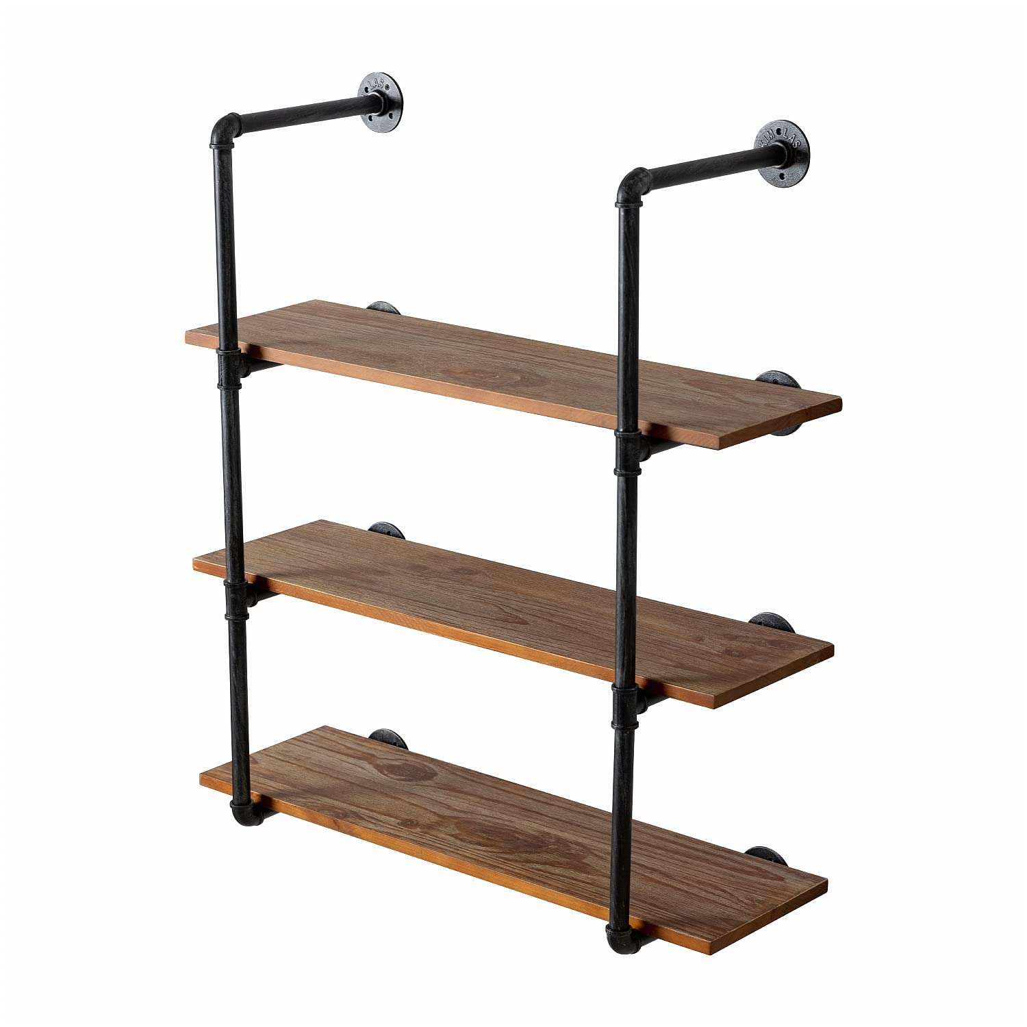 DOFURNILIM Industrial Rustic Wall Wood Pipe Ladder Floating Shelves - DIY Modern Storage Shelving Bookshelf for Bathroom Kitchen Office Home – Steampunk Bookcase (Floating Ladder shelves-51.18“W) 3
