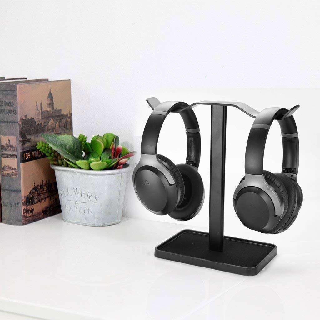 [Super Stable] Neetto Dual Headphones Stand for Desk, Aluminum Alloy & Metal Gaming Headsets Holder Hanger for Sennheiser, Sony, Audio-Technica, Bose, Beats, Akg, Display Mount - HS908 2
