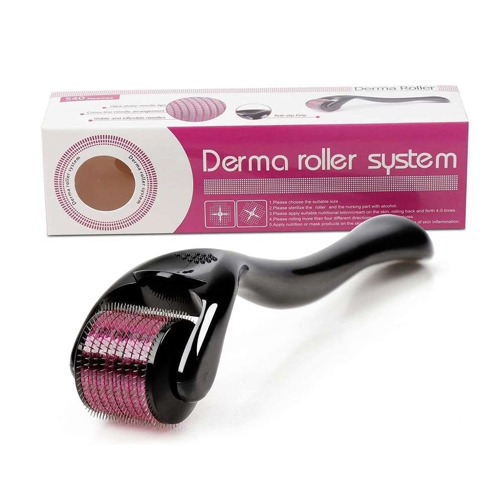 R A Products Derma Roller For Hair Growth with 540 Titanium Needles | Repairs Damaged Hair | Activates Hair Follicles | Easy to use | Safe & Effective (Pack of 1) (0.5) 1