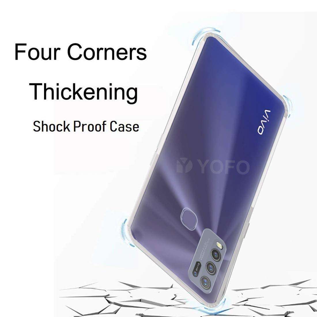 YOFO Silicone Back Cover with Camera Protection & Dust Plug for Vivo Y50 / Y30 - (Transparent) 4