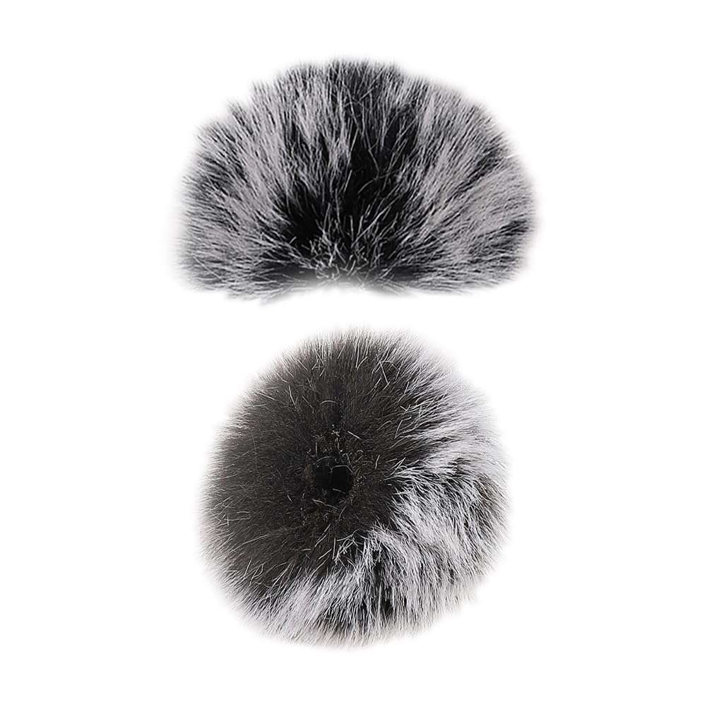 GSHLLO 2 Pcs Furry Lavalier Microphone Cover Lapel Microphone Wind Muff Small Fur Mic Wind Screen Soft Mic Protection Cover Dead Cat Mic Windscreen Plush Mic Windshield 1