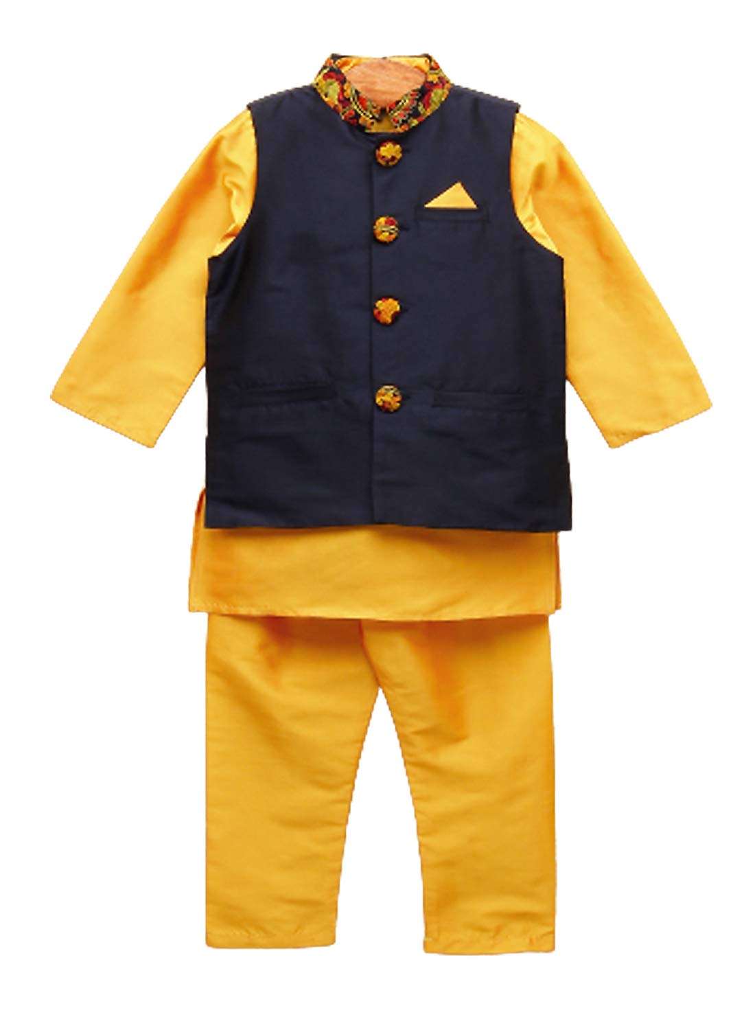 A.T.U.N. All Things Uber nice Baby-Boy's Solid Regular Pyjama Jacket Set (BJKP_Amber-Navy 3-6 Months) 1