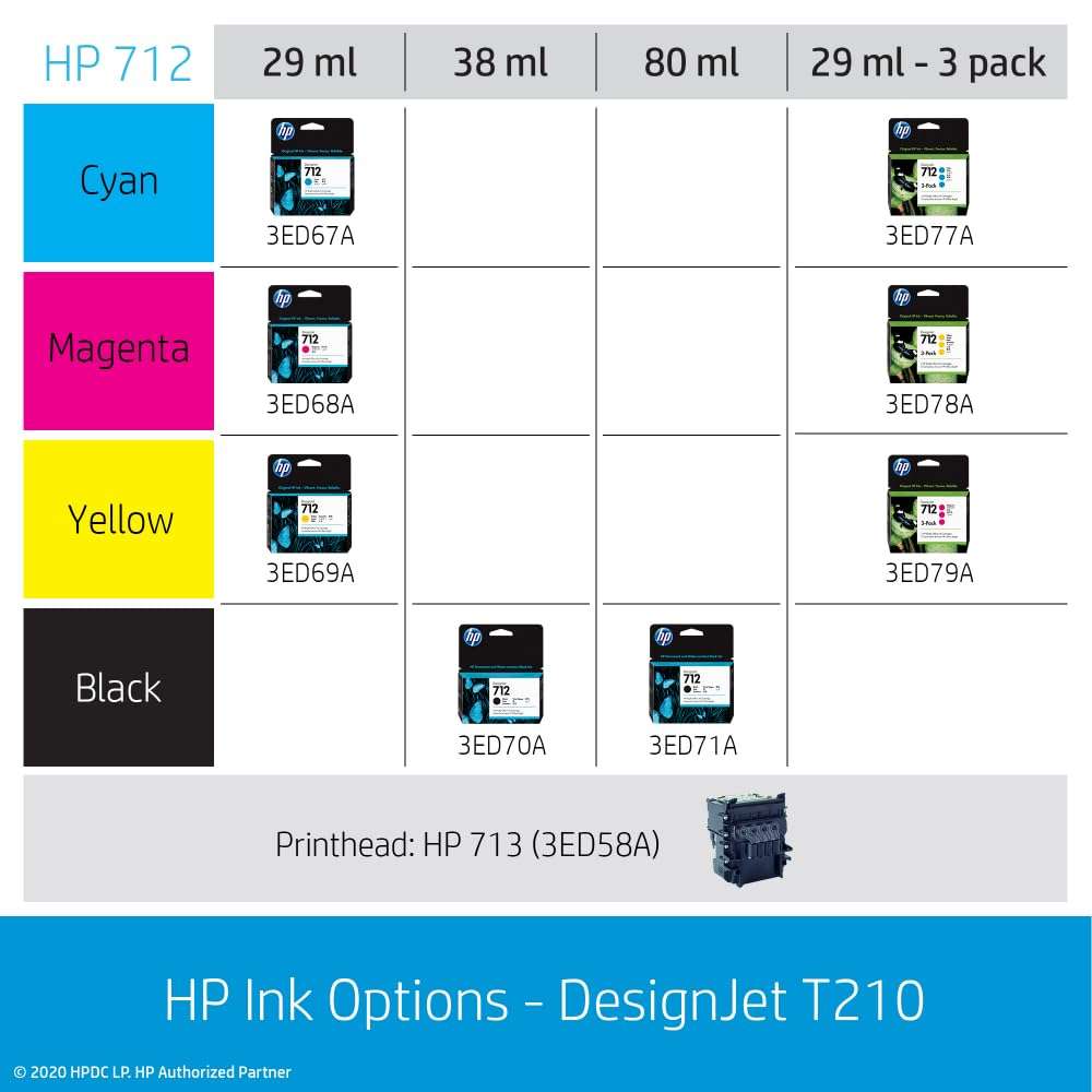 HP DesignJet T210 Large Format 24-inch Plotter Printer, Includes 2-Year Onsite Warranrty Support (8AG32T) - New Model 4