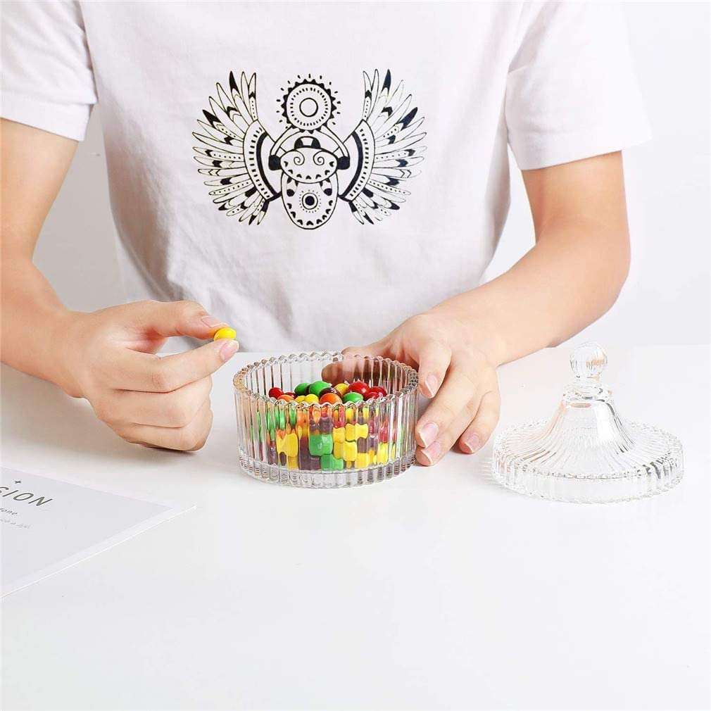 RADHIKA STORE Glass Storage Candy Jar with Lids, Canister Glass Jars For Food Storage, Canisters Kitchen Organizers, Pantry and Storage for Pasta, Sugar, Coffee, Tea, Candy, Cookie, Pack of , Clear. 5