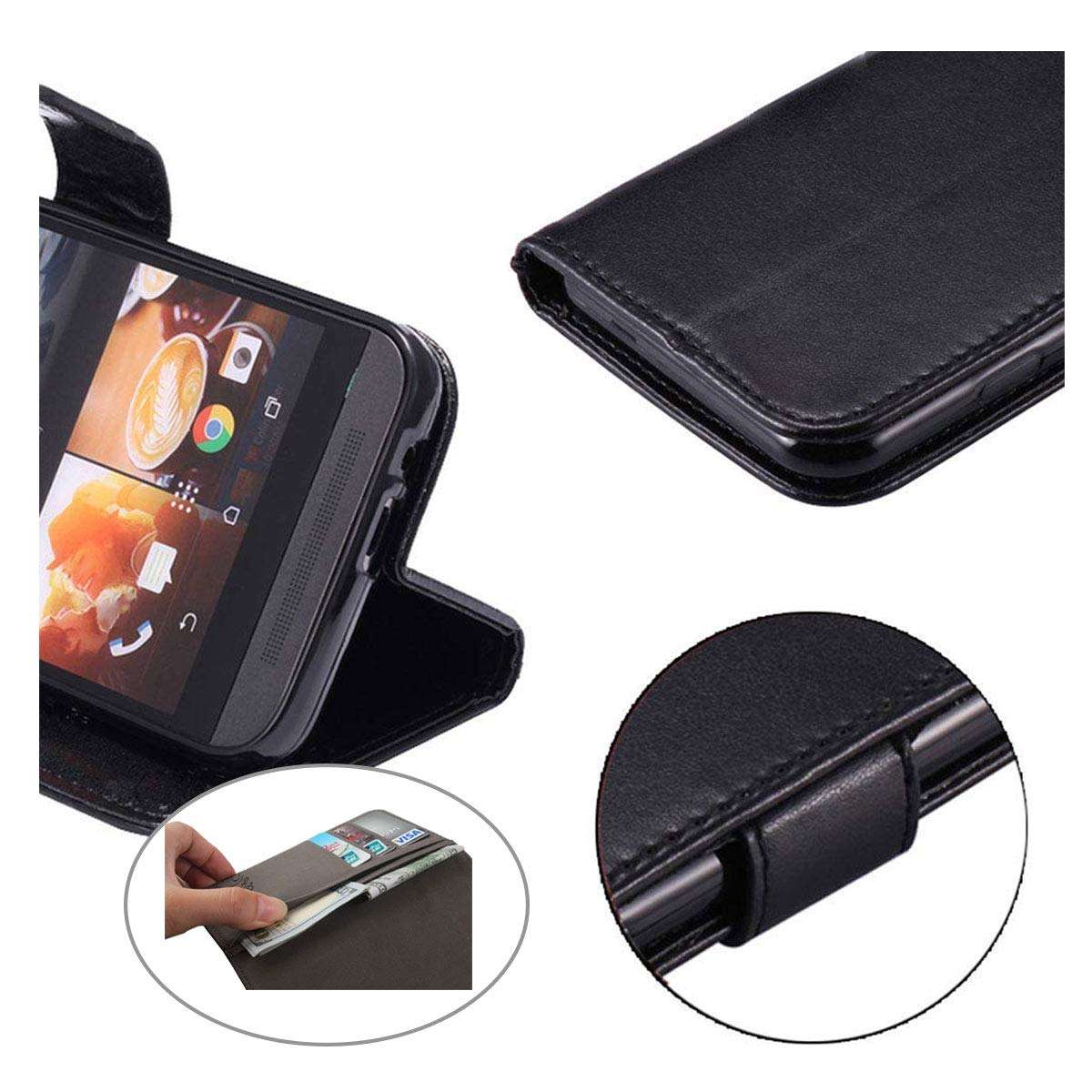 FZZ Premium PU Leather Wallet Flip Protective Phone Case for BLU Vivo X6,Magnetic Flip Cover with Card Slots and Stand Shell for BLU Vivo X6 (6.1") - Black 5