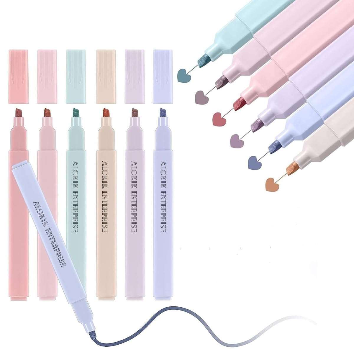 Nirvikalp Enterprise Aesthetic Cute Highlighters Bible Highlighters,Perfect for Bible Study Notes School Office 6 Pcs Aesthetic Cute Highlighters,Grip Marker,Chic Modern Minimal Pastel 1