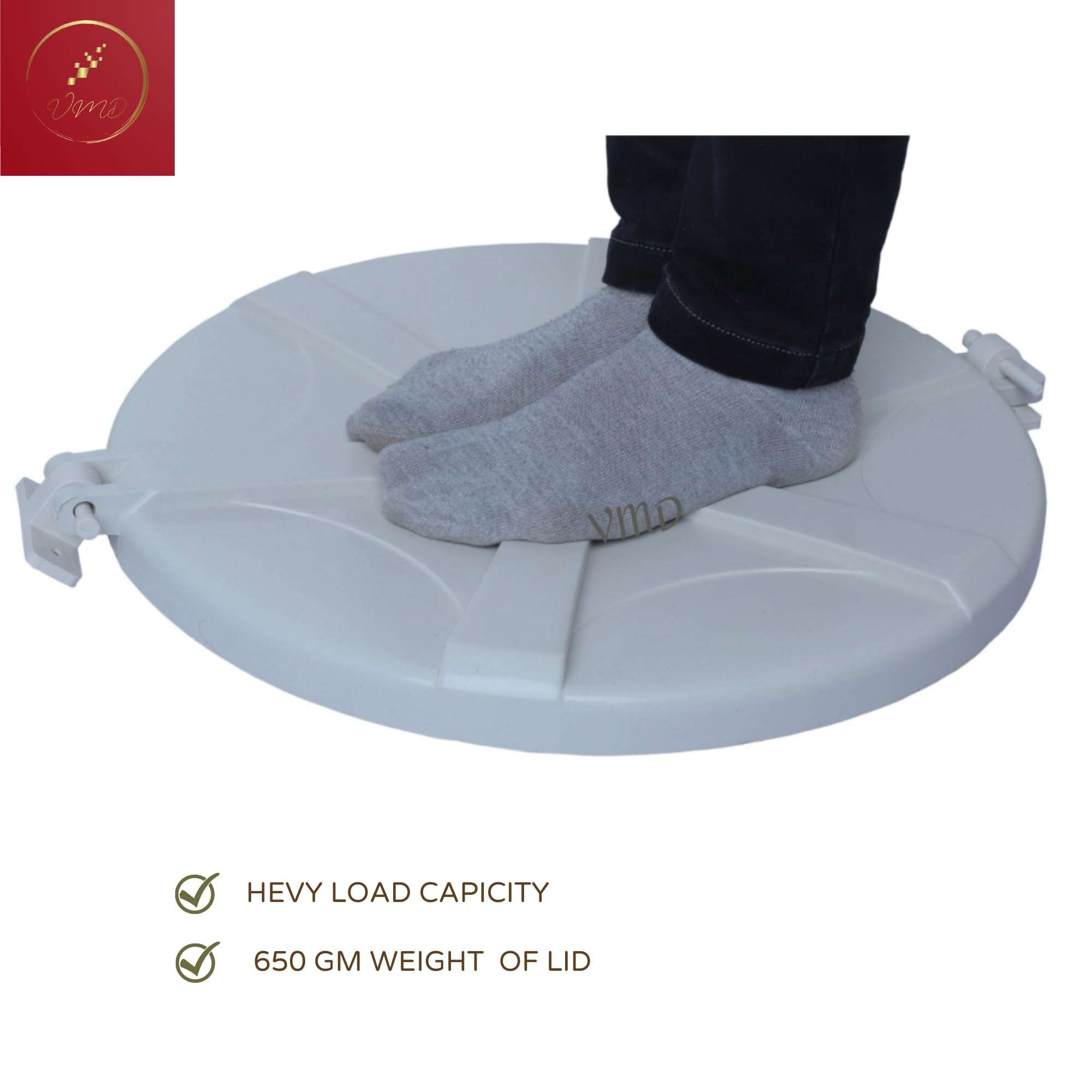 VMD, All In One WHITE Water tank lid (19.5") Hinge Type, virgine, Pure Unbreakable, Durable, for 500/750/1000/1500/2000 ltr. tank (PACK OF 2) 5