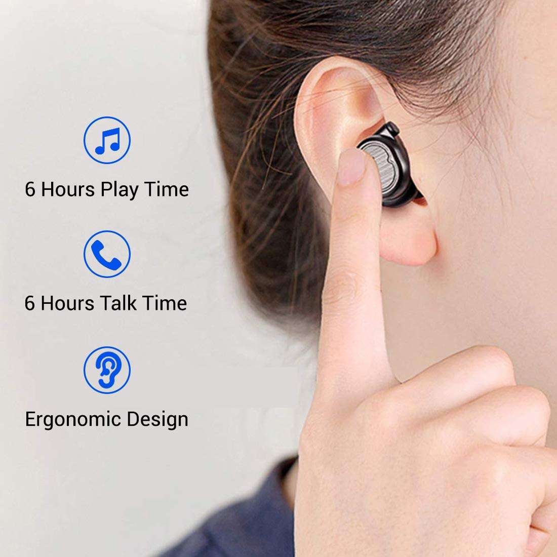 Xmate Gusto in-Ear Touch Control True Wireless Bluetooth Headphones (TWS) with Mic - (Black) 4