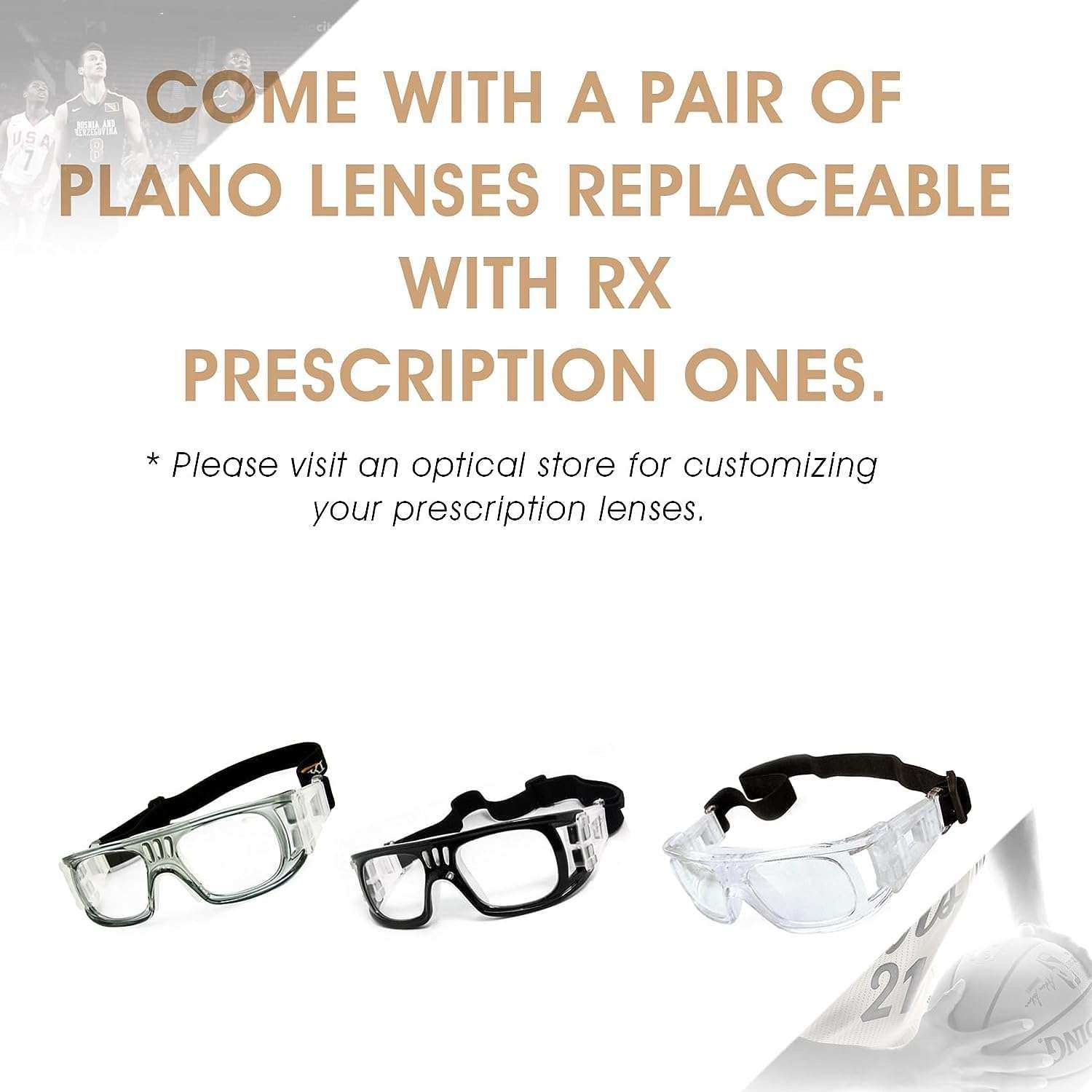 Ecovin Basketball Goggles, Men's Soccer Glasses, Protective football Goggles, Professional Sports Goggles(pack of 6) 3