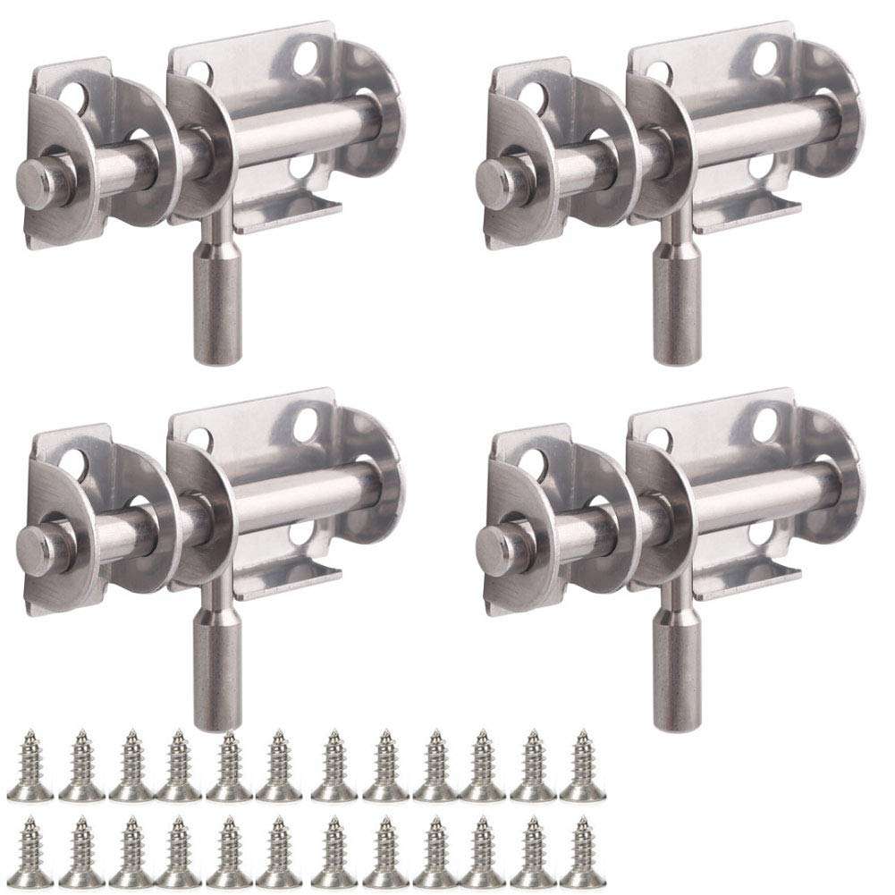 HJinyu Door Latch Lock Stainless Steel Sanding for Wooden Doors Windows Sliding Hardware Accessories 4 Pieces 1