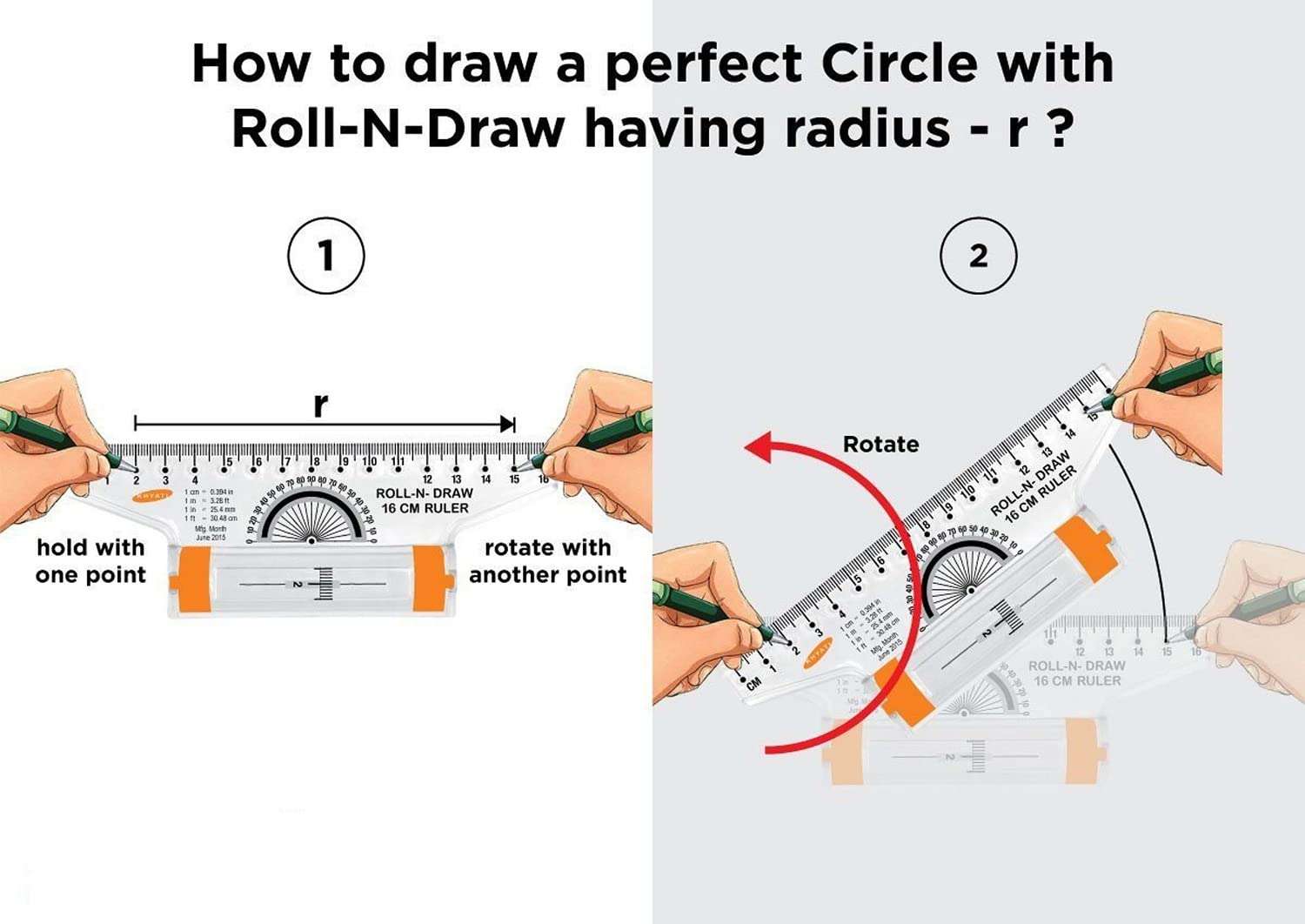 PRANSUNITA Roll-n-draw Ruler Scale 30 cm, Multi-use tool ideal for drawing vertical lines, horizontal lines, parallel lines, angles and circle 4