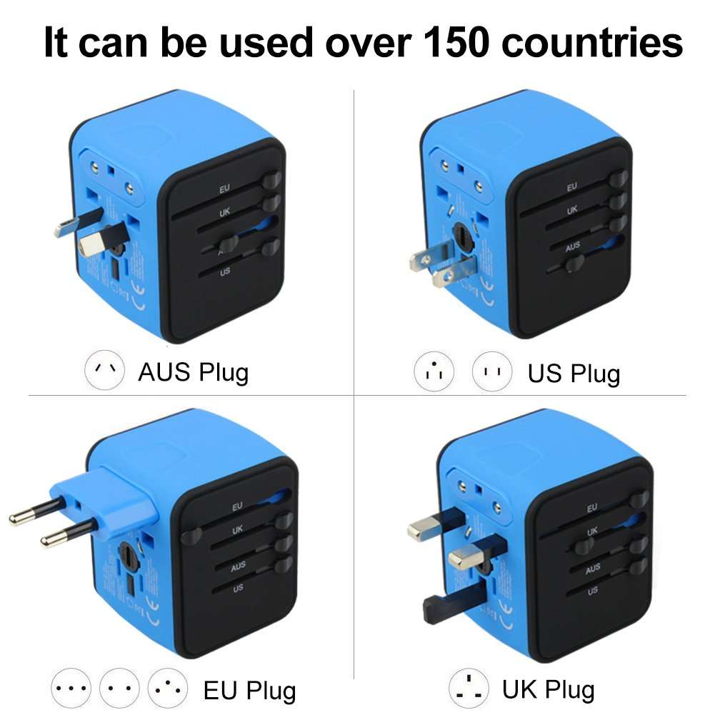 Universal Travel Adapter, Fast 2.4A 4 USB Worldwide International Power Adapter Mini Portable Travel Charger with 4 Charging Ports for US UK EU AUS 160 Countries 2