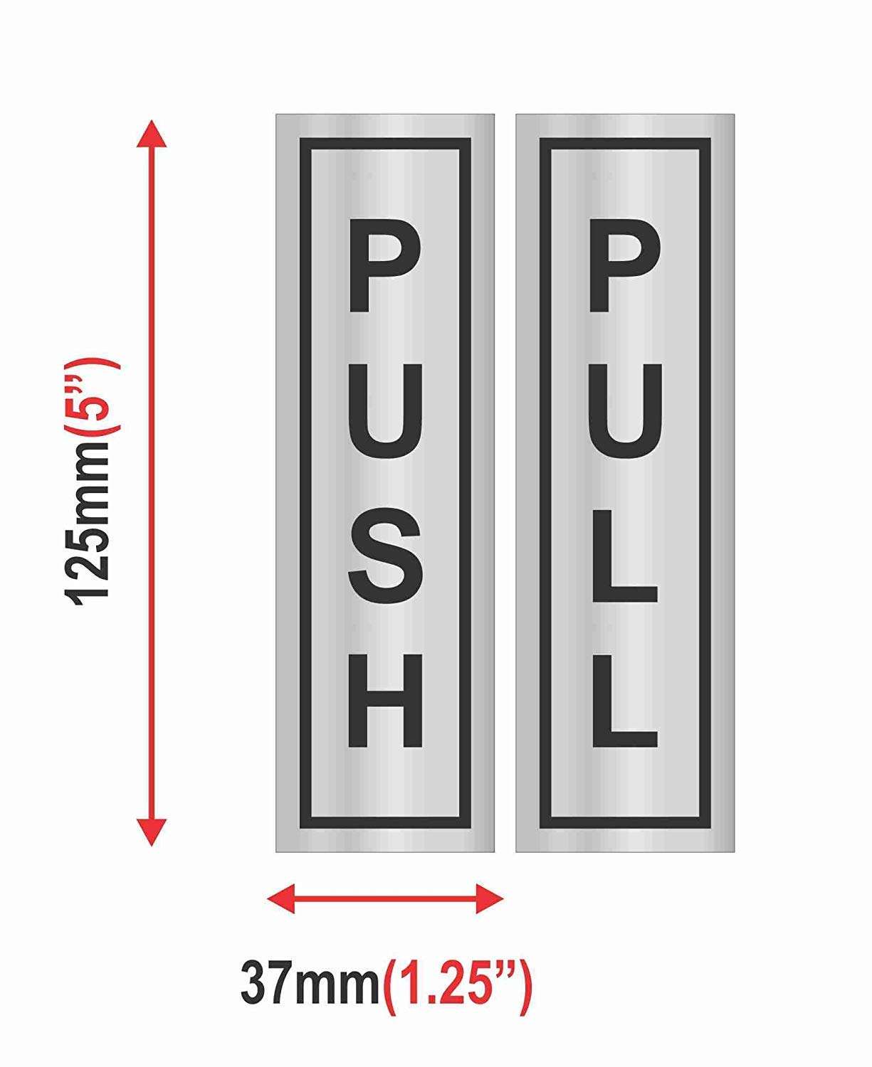 Sevendi Push Pull Sign Boards Self Adhesive Stainless Steel Push & Pull Signage Board for Glass Wooden Doors/Office Hospital Mall Gate Sticker Combo (Silver) 4