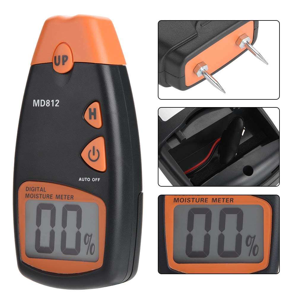 MD812 Digital Wood Moisture Meter, LCD 2/4 Pin Tester Timber Hygrometer Humidity Detector,Moisture Measurement Range: 5%~40% RH,for Measuring Bamboo or Wood Products,Cotton,ect 4