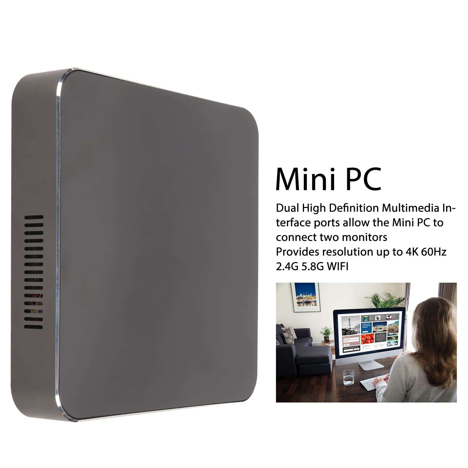 Mini PC, Windows 11 Mini Computers, Intel Lake N5105 CPU, 8GB DDR4 RAM 256GB ROM, Dual 4K UHD HDMI Ports, BT 4.2, 2.4G+5.8G WiFi, Gigabit Ethernet Micro Gaming PC 3