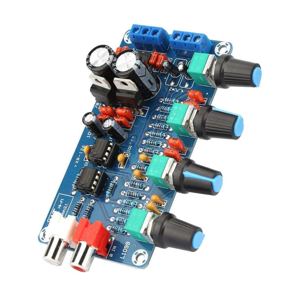 XH-M164 HiFi NE5532 OP-AMP Tone Control Board with Preamp Volume Bass Treble Midrange Equalizer Dual AC 15V Power Input Low Noise Audio Amplifier Module for DIY Audio Projects