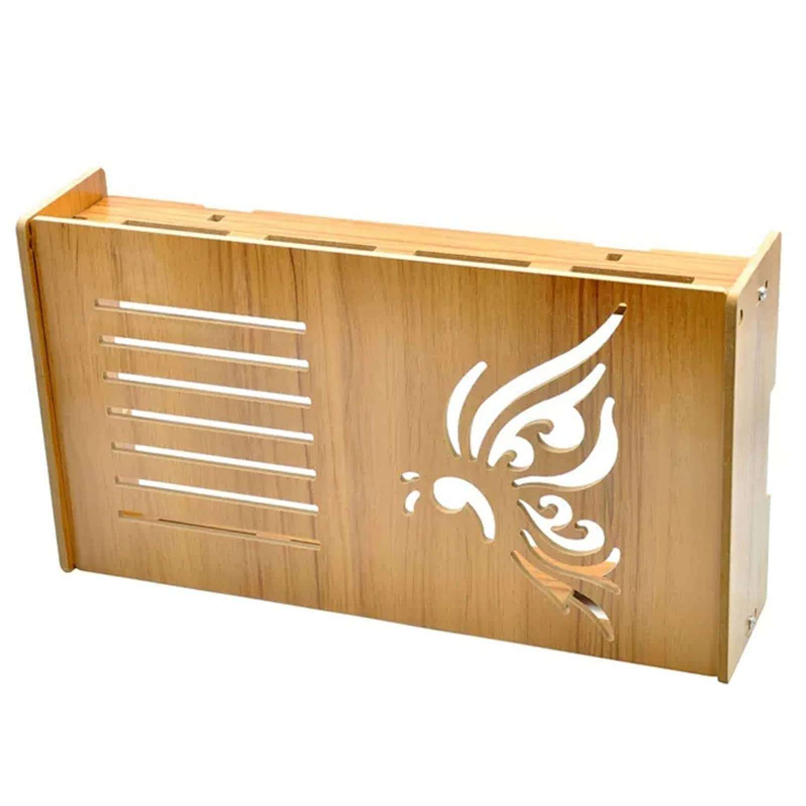 Large Storage Holder with Flip Cover Wireless WiFi Router Case for Living Room - Wood Board, 14x3.3x7.8inches (Color : B) 1