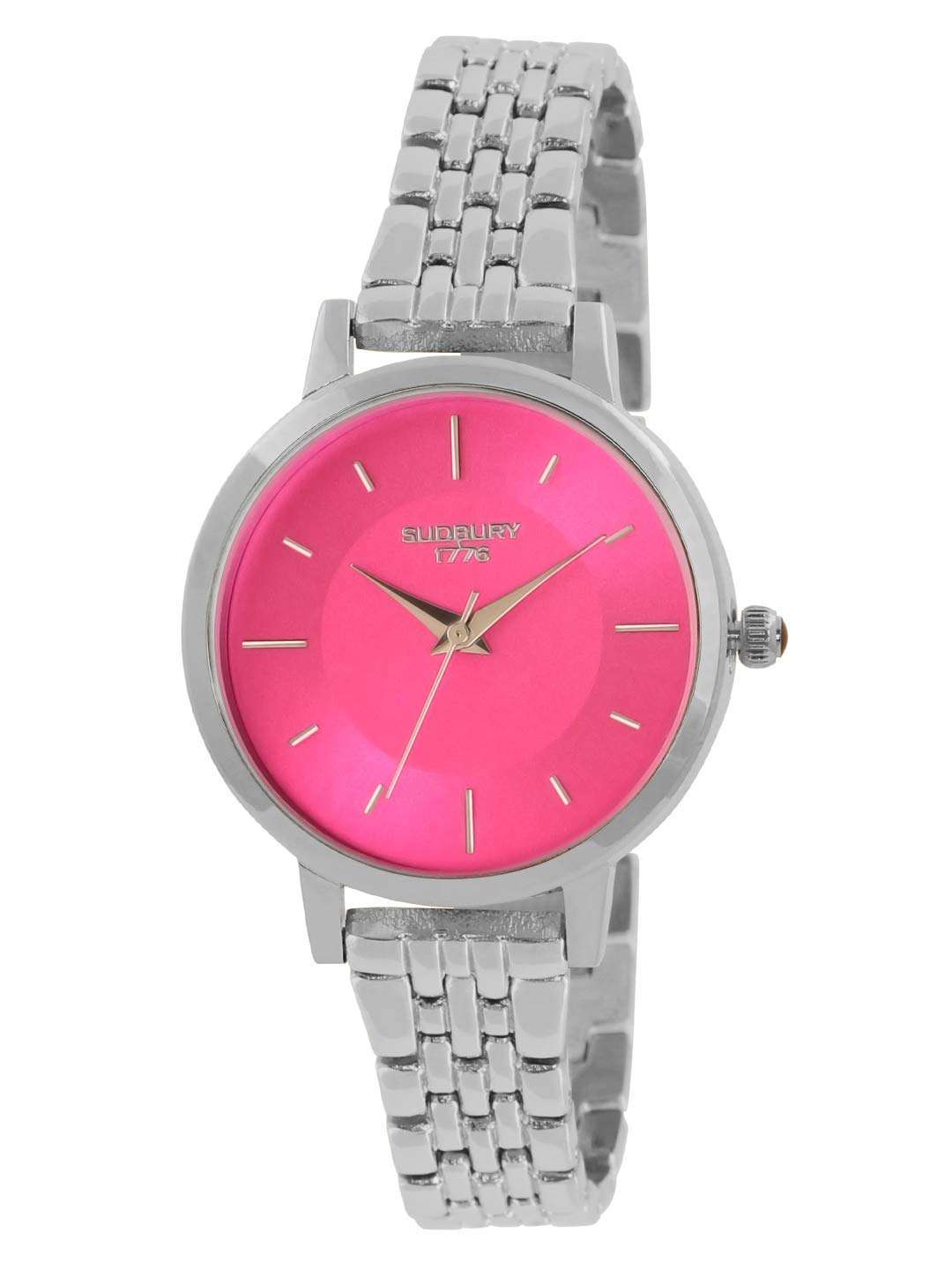 Sudbury 1776 Kendra Analog Silver Pink Dial Women's Watch - SL-18-SLPK 1
