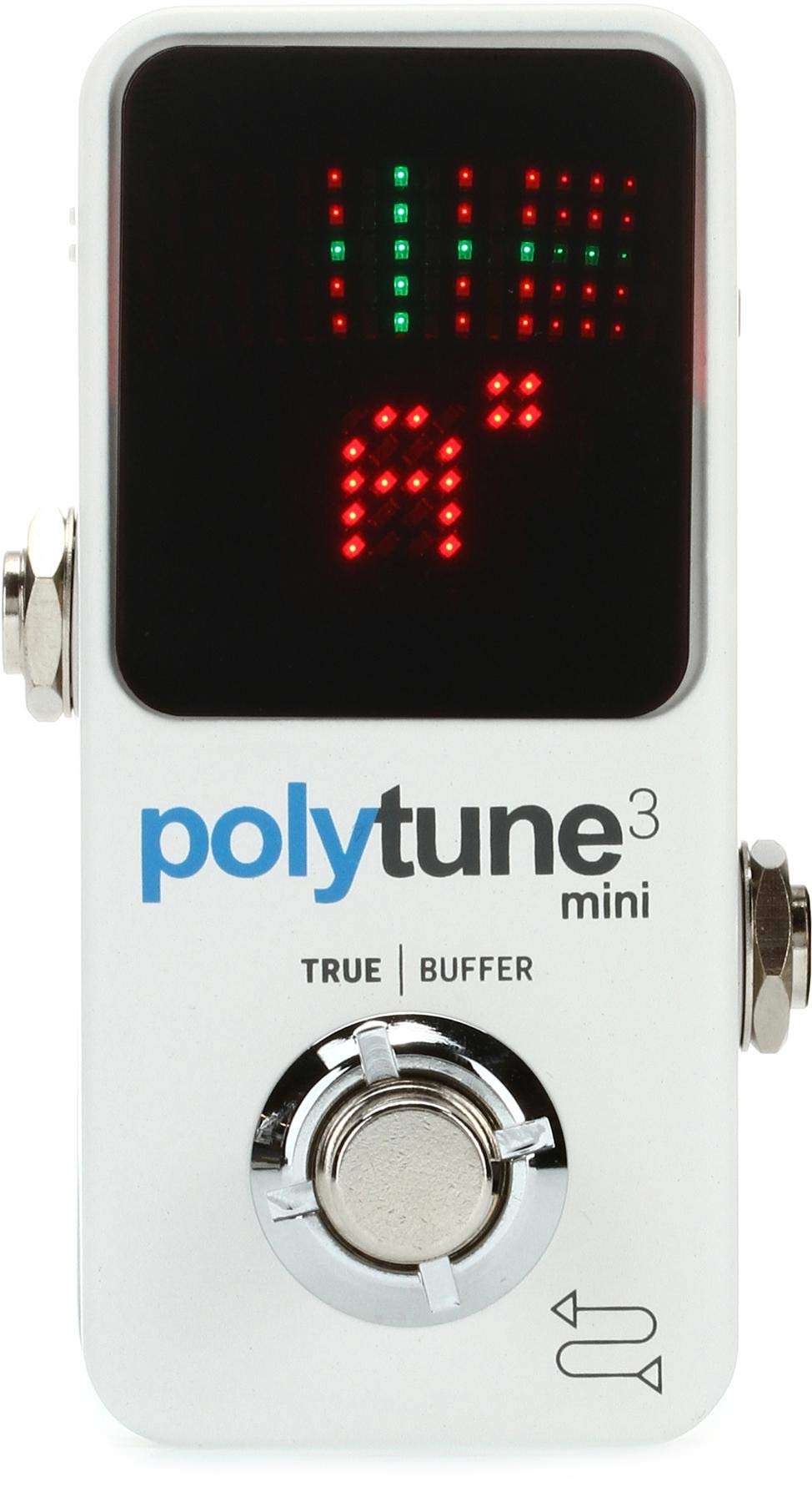 TC Electronic POLYTUNE 3 MINI Tiny Polyphonic Tuner with Multiple Tuning Modes and Built-In BONAFIDE BUFFER, White