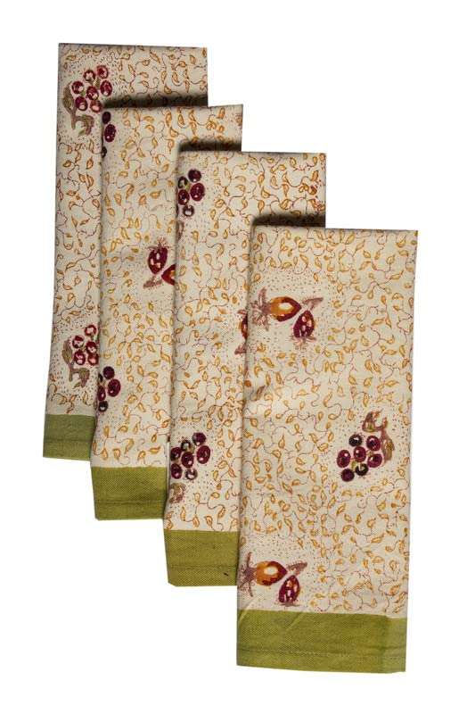CONTRAST LIVING Puspa Hand Block Printed Kitchen Towel/Dish Towel/Hand Towel Multi Color Set of 4 Pcs 5
