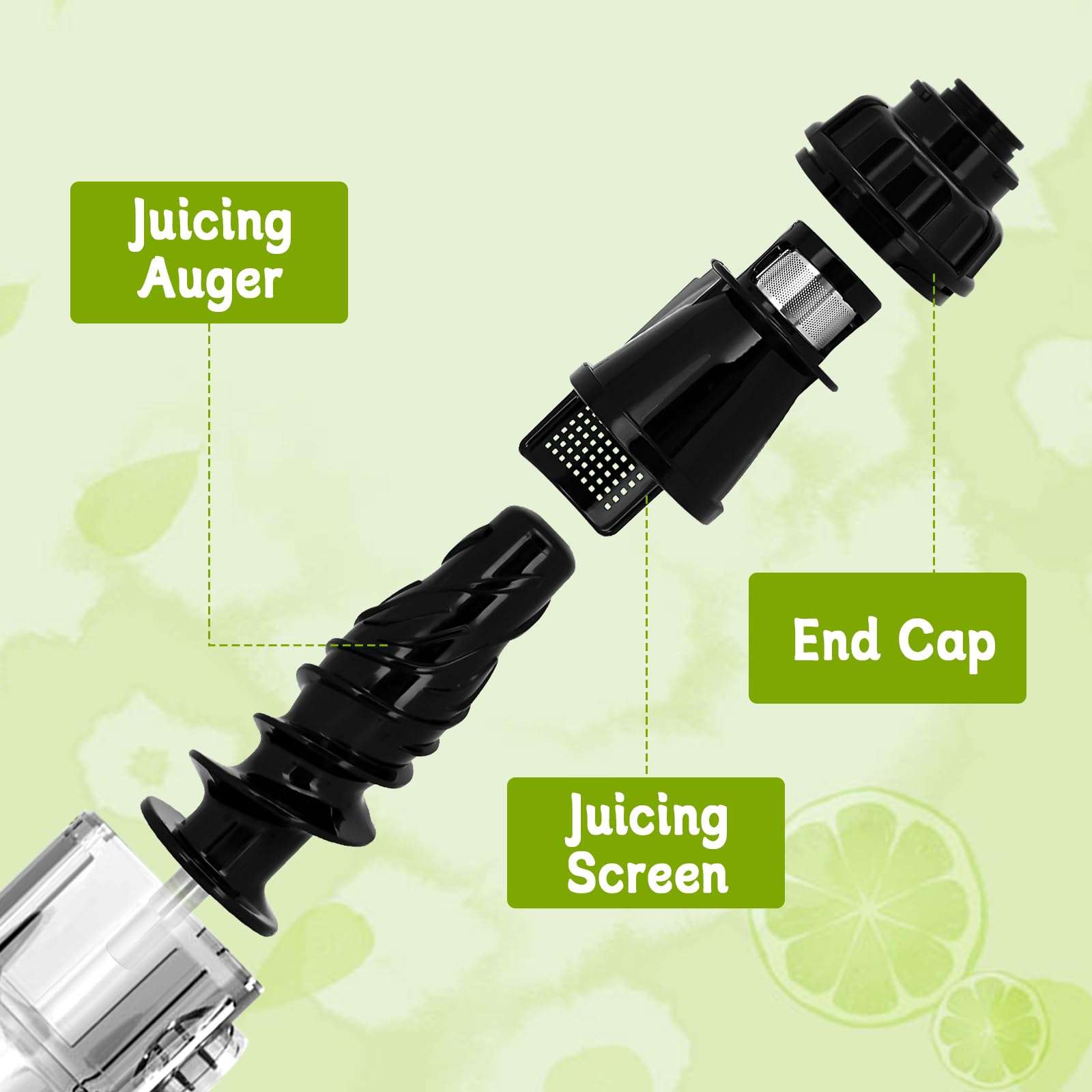 HSOKEW Juicer Replacement Parts, fits O Mega Juicer Models NC900HDC, NC900HDS, NC800HDS, NC800HDR, 8006, 8005, 8004, 8003, Insert Conical Juicer Strainer Augers and End Caps (Set of 3) 3