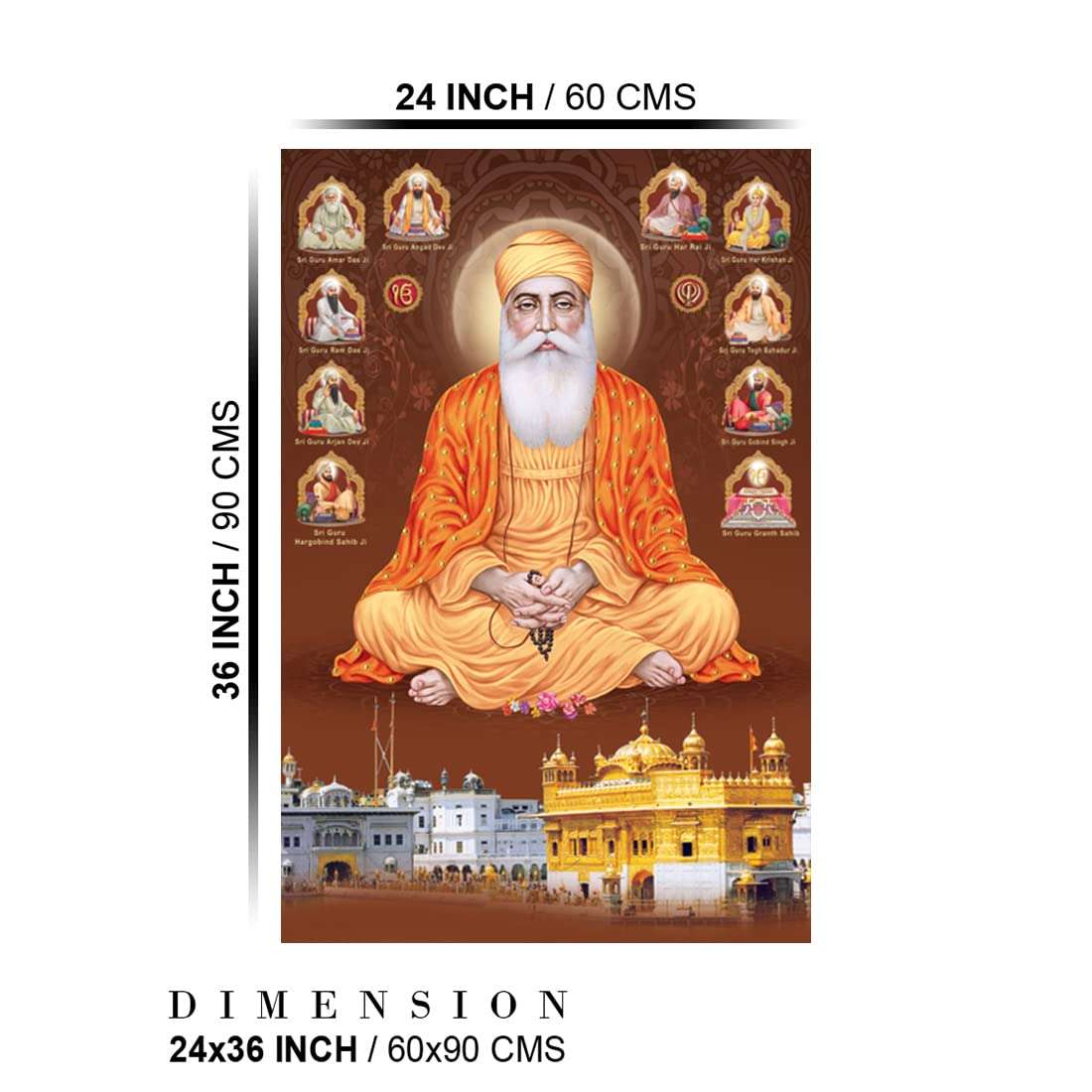 Dharvika Innovations Golden Temple Poster Large Size |Golden Temple, Amritsar Poster Big Size Sparkle Coated Self Adhesive (Without Frame) (24 x 36 inch) 2