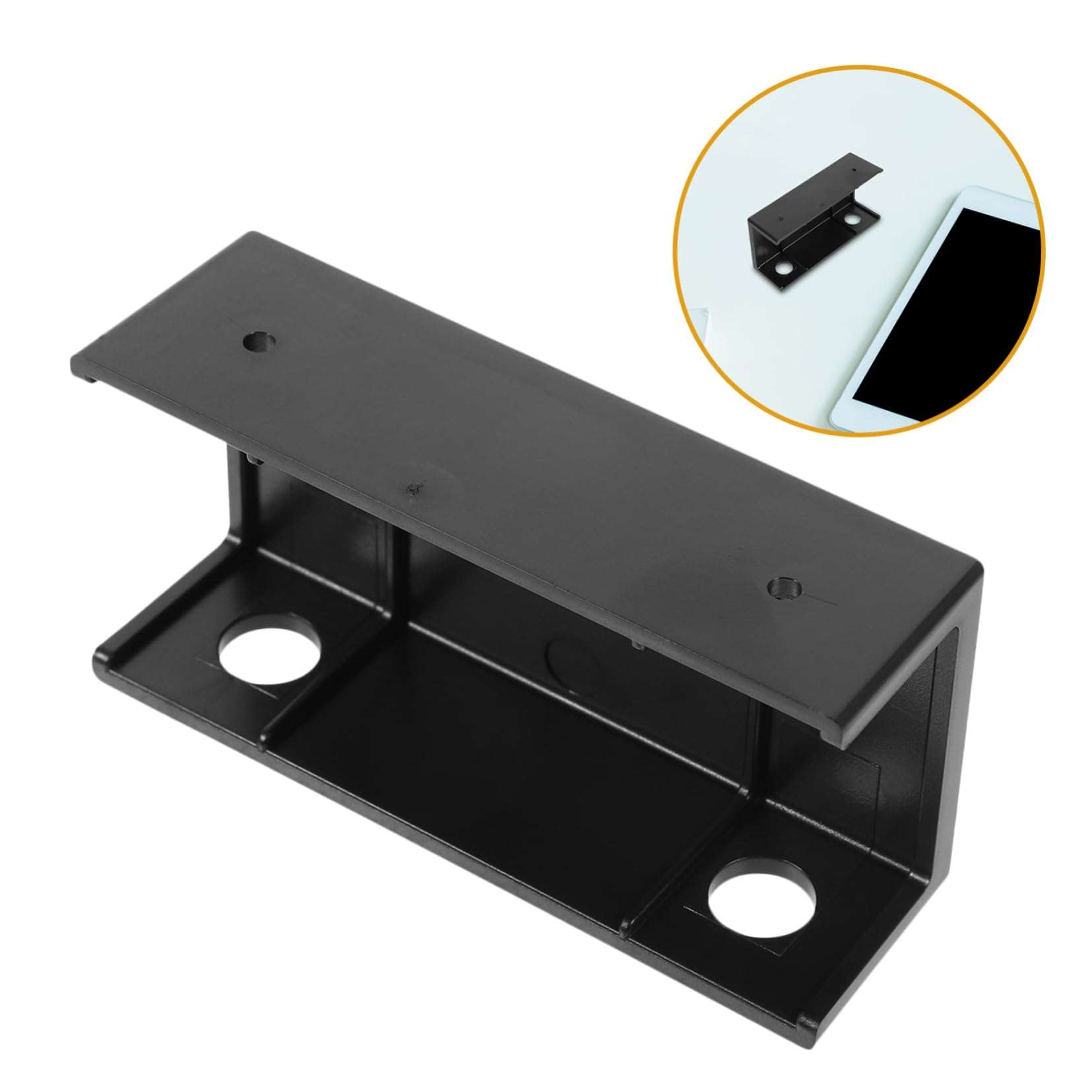 TEHAUX 1set Desk Laptop Holder Bracket Sturdy Storage Mount for Keyboard and Devices Space-Saving Design Easy Installation for Home Office Use Black 6