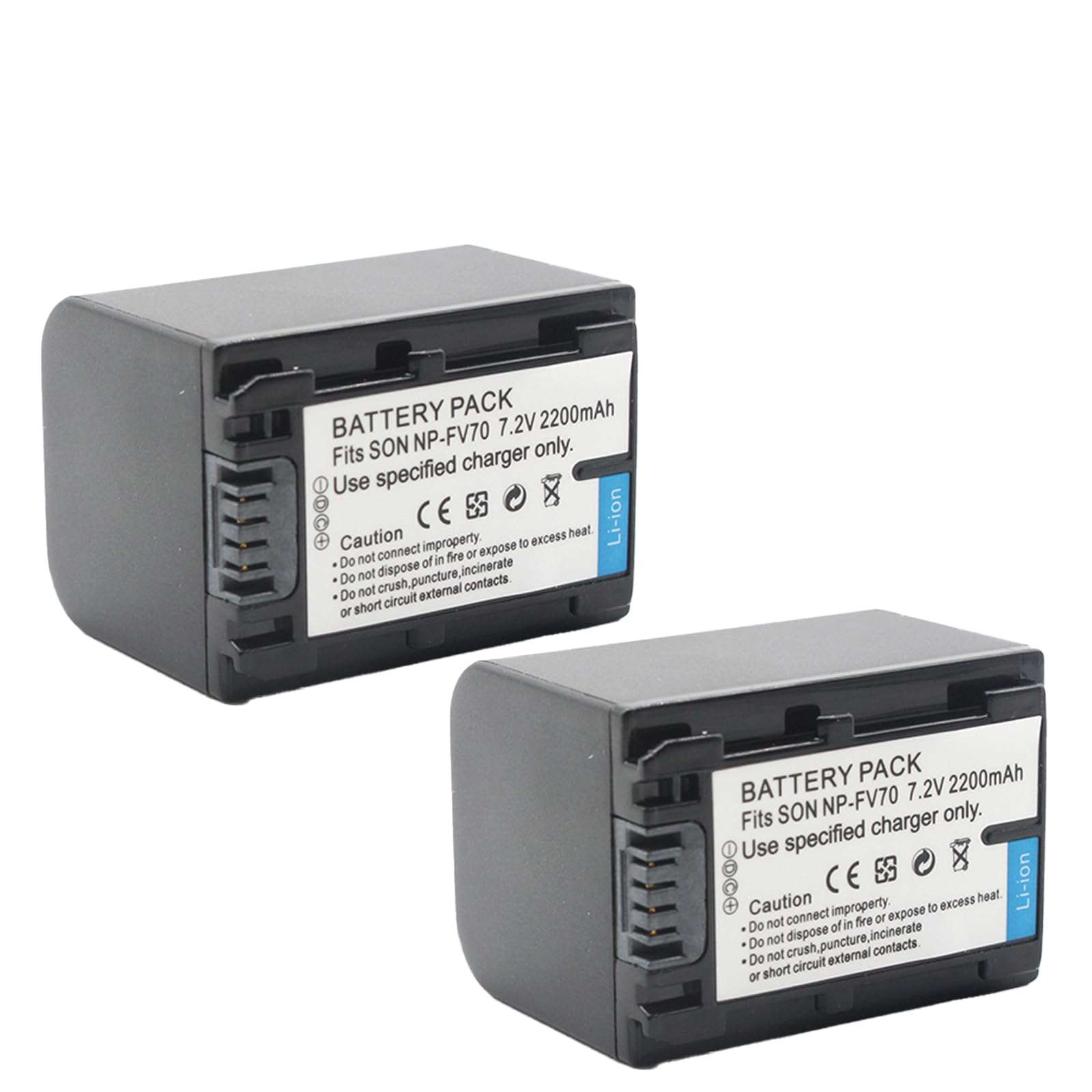 Zsolarigt NP-FV70 Replacement Camera Battery 7.2V 2200mAh for Sony HDR-XR550/E, HDR-XR350/E, HDR-XR150/E，HDR-UX3E, HDR-UX5, HDR-UX5E, HDR-UX7, HDR-UX7E Camera 1