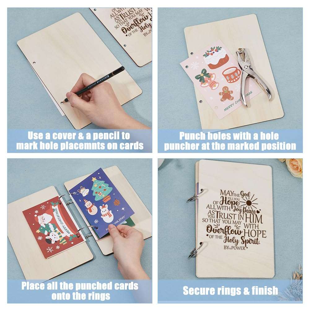 SUPERDANT Blessing Text Greeting Card Organizer May the God of Hope Fill You with All Joy Wedding Journal Birthday Cards Keeper Text Planner Card Holder Wooden Keeper Binder Photo Album Keepsake Gifts 5