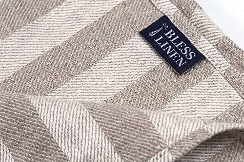 BLESS LINEN Jacquard Striped Pure Linen Hand Kitchen Towel 2-Pack, 16 x 30 Inches, Grey/White 3