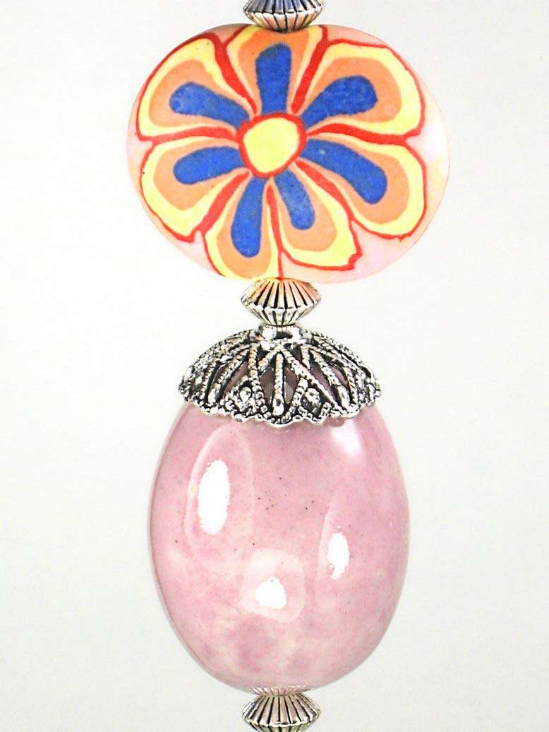 Opaque Lilac Oval with Big 70s Flower Power Ceiling Fan Pull 3