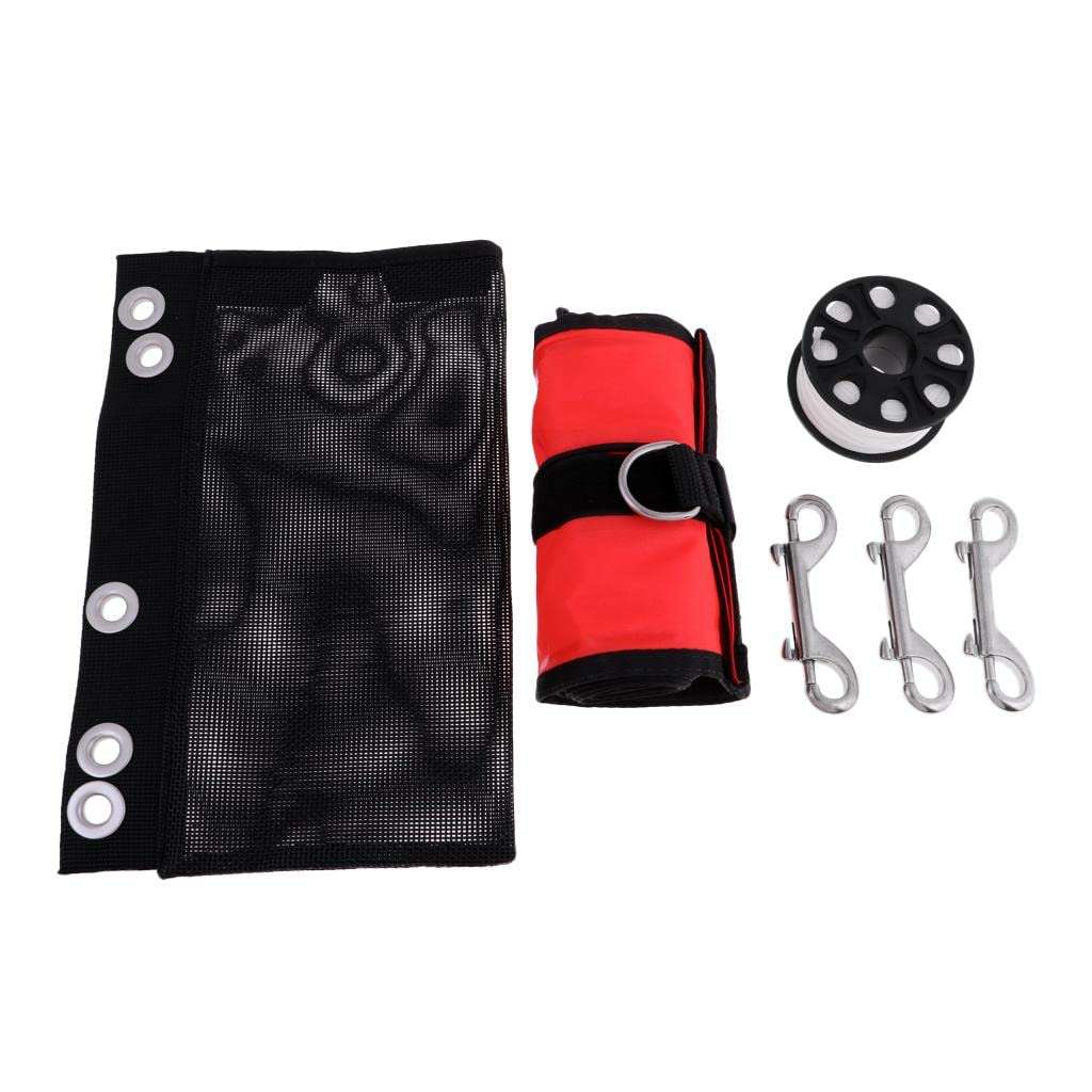 Scuba Diving Surface Marker Buoy Dive Spool Safety Gear Kit Set Fluo Red 1