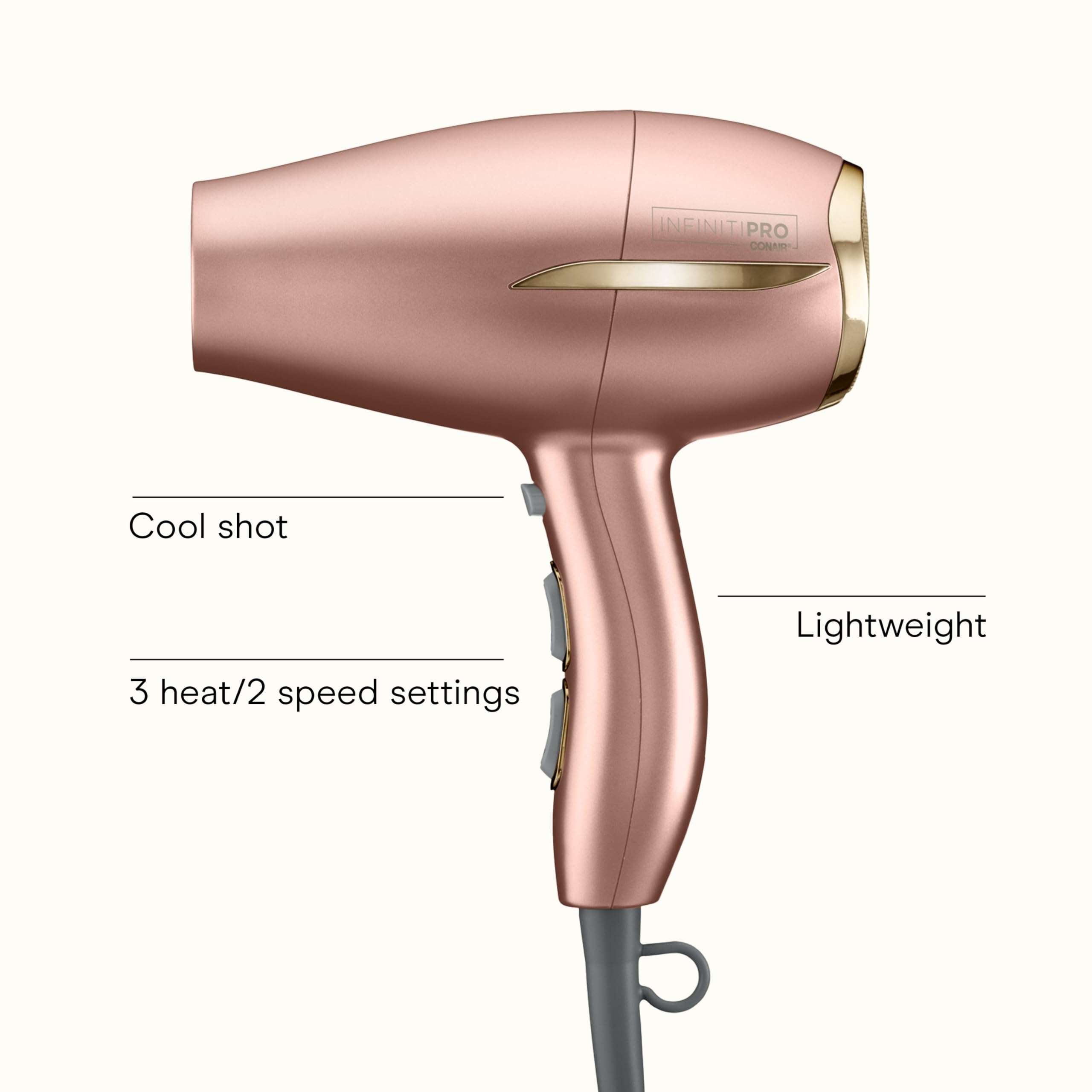 Conair INFINITIPRO BY Frizz Free Compact Hair Dryer ~ 2x the Shine 3x the Frizz Control, dusty rose, 1 Count 3
