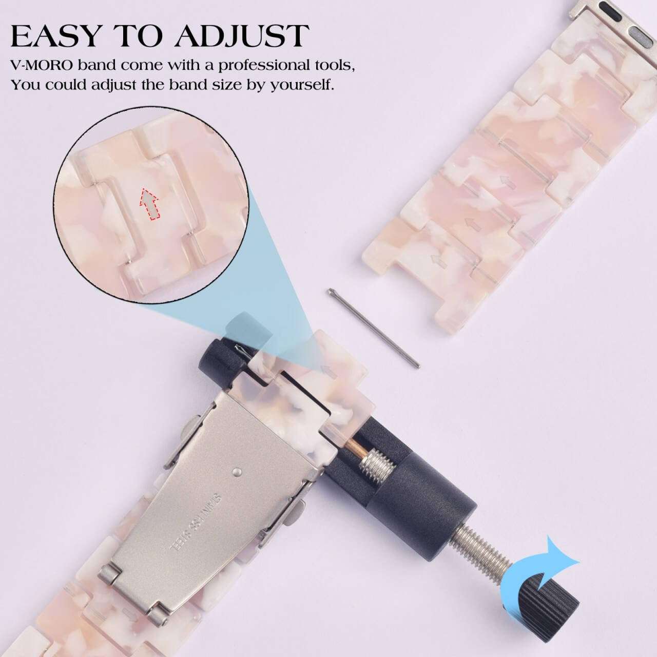 V-MORO Strap Compatible with Apple Watch Bands 45mm/44mm Series 7/6 Women,Lightweight Clear Flower Resin Band Replacement for iWatch Series SE/5/4/3/2/1 42mm/44mm/45mm with Stainless Steel Buckle 5