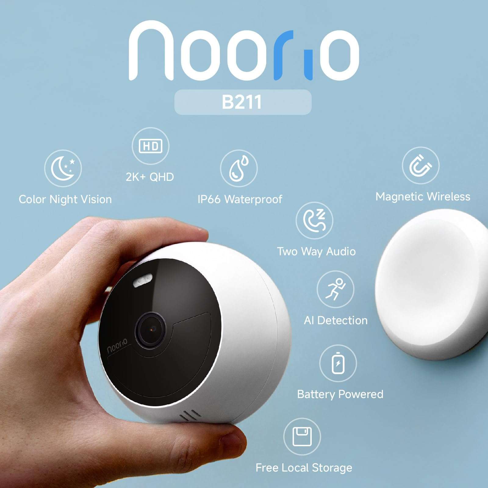 Noorio Home Security System with B211 Camera x2，B200 Camera x2， Hub x1 3