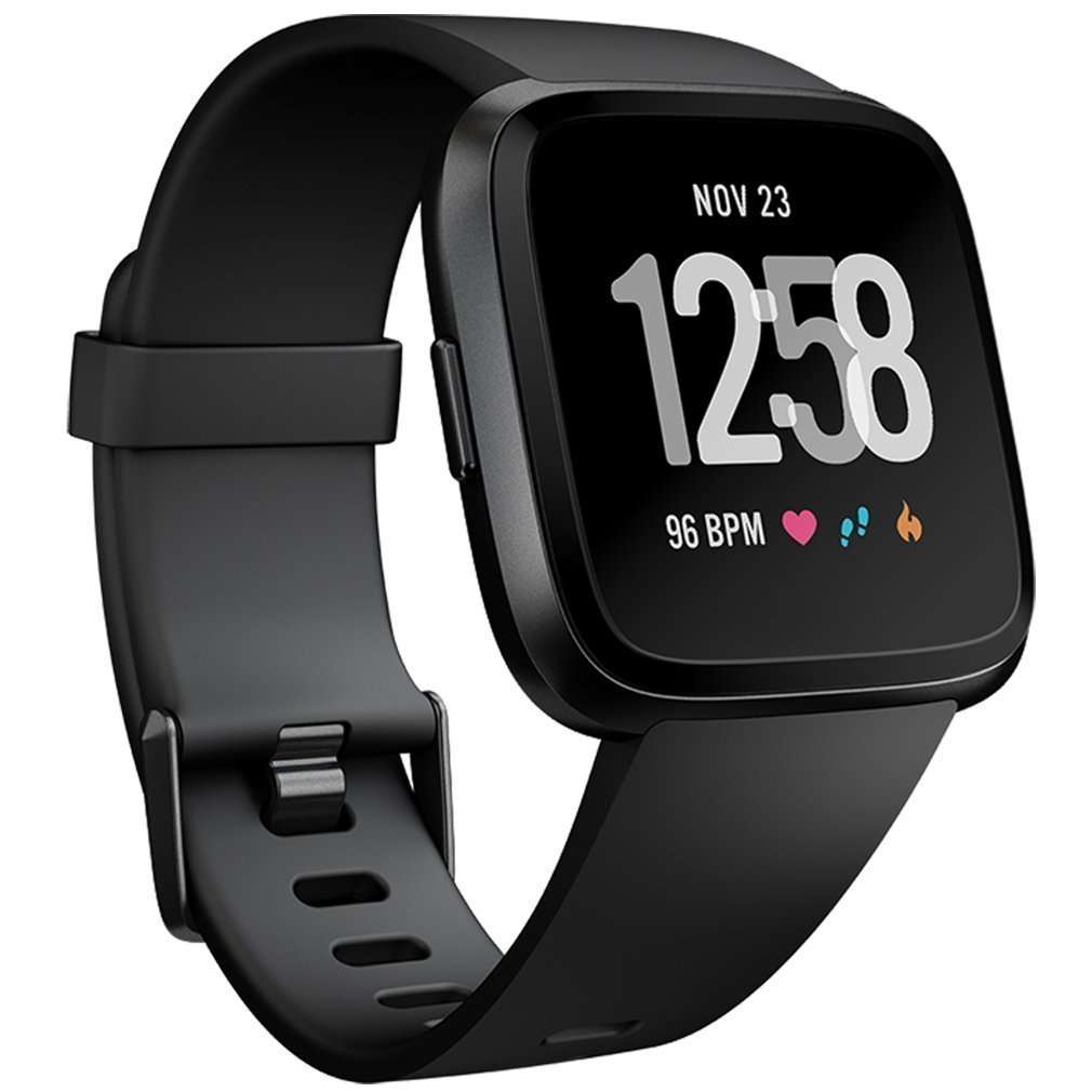 FITBIT Versa Smart Watch, Black/Black Aluminium, One Size (S & L Bands Included) 1