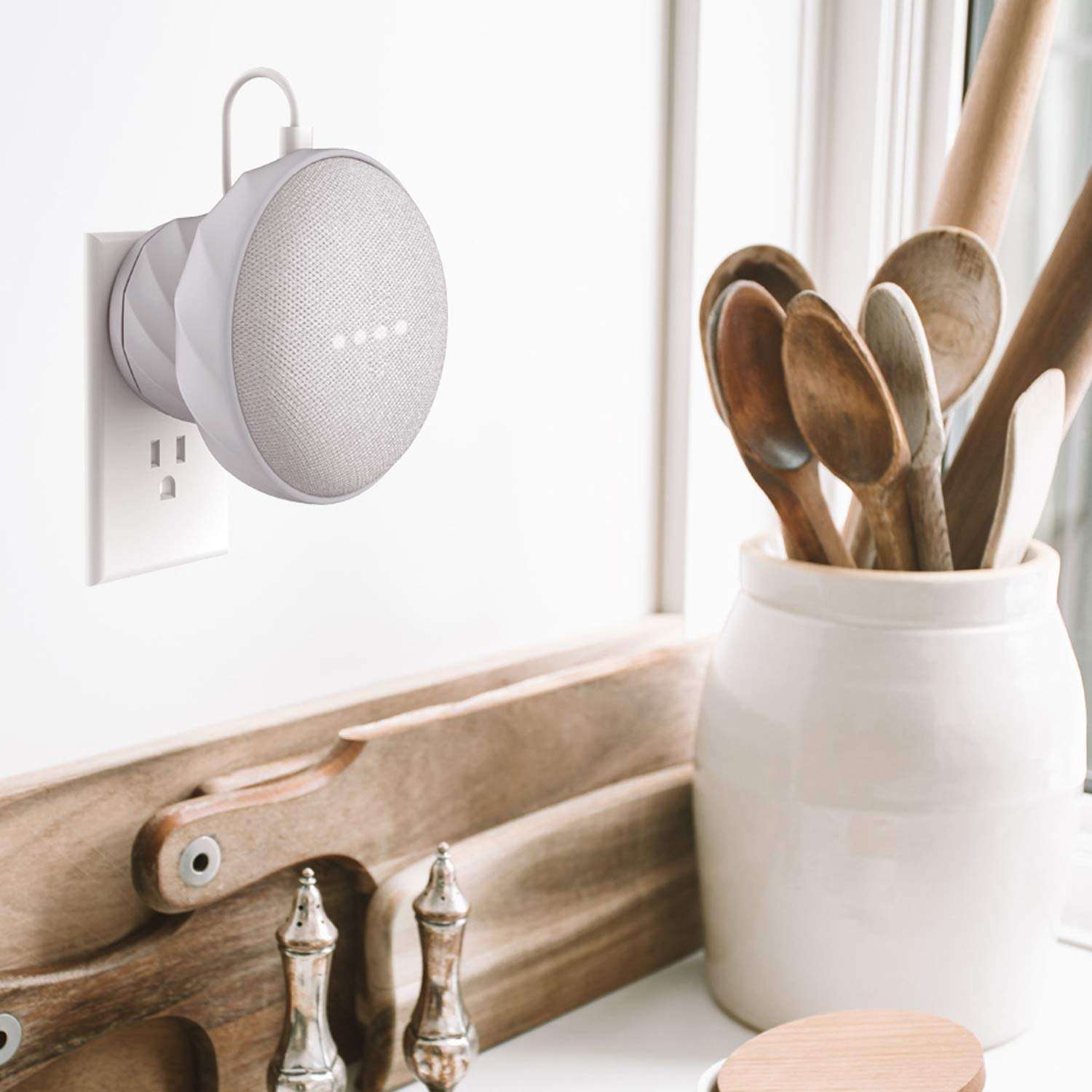 KIWI design Outlet Wall Mount Holder Compatible with Home Mini by Google (1st Gen), A Space-Saving Accessories Case for Home Mini Speaker(2 Pack, Gray/Black) 6